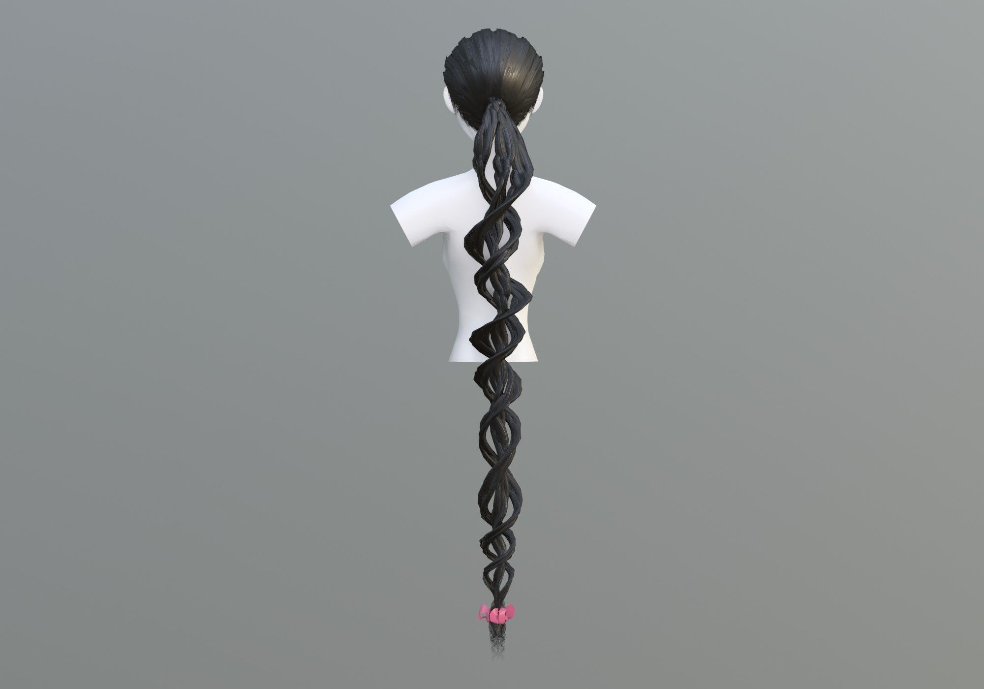 Ponytail Long Hairstyle 3D model_4