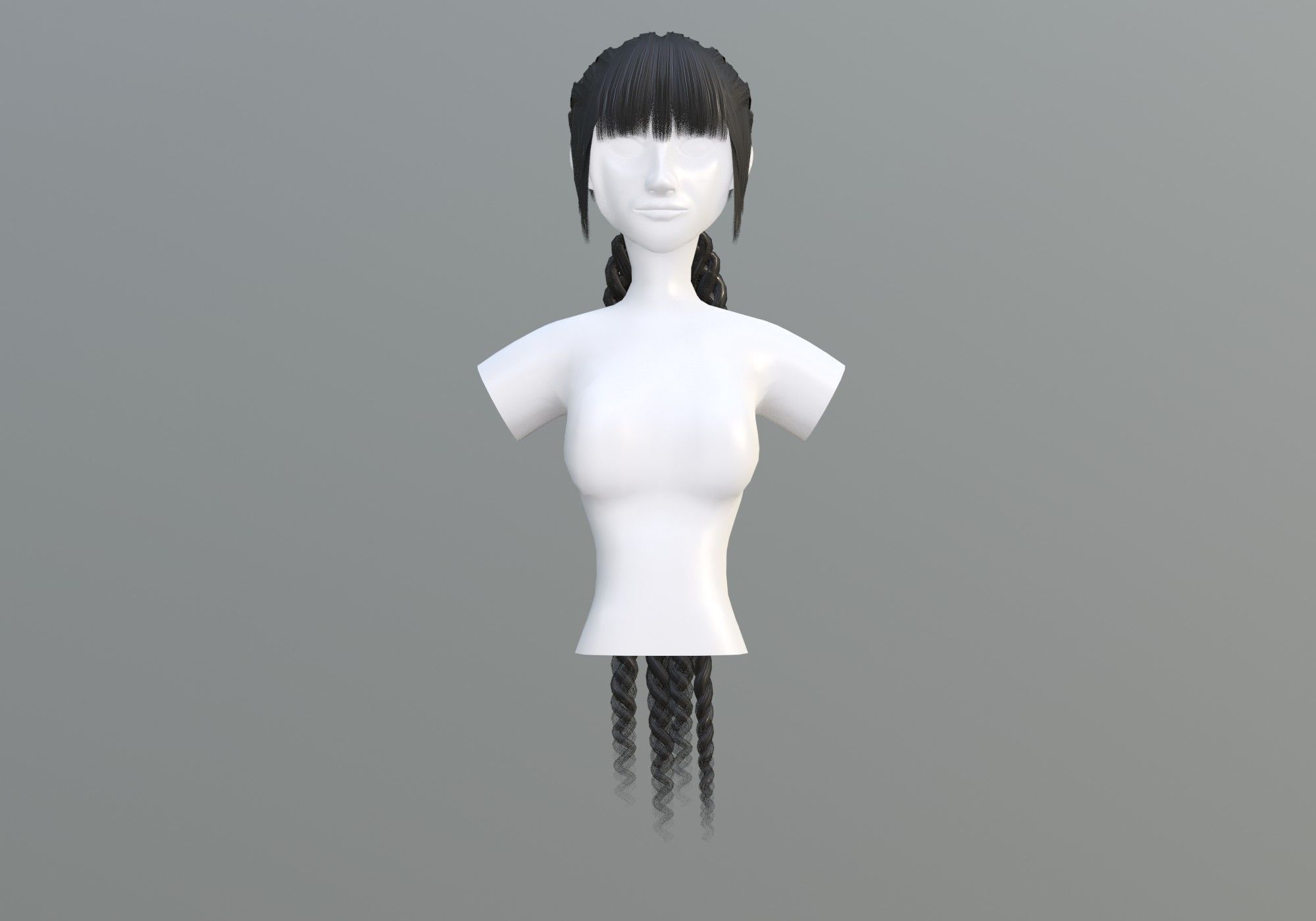 Ponytail Female Hairstyle  3D model_2