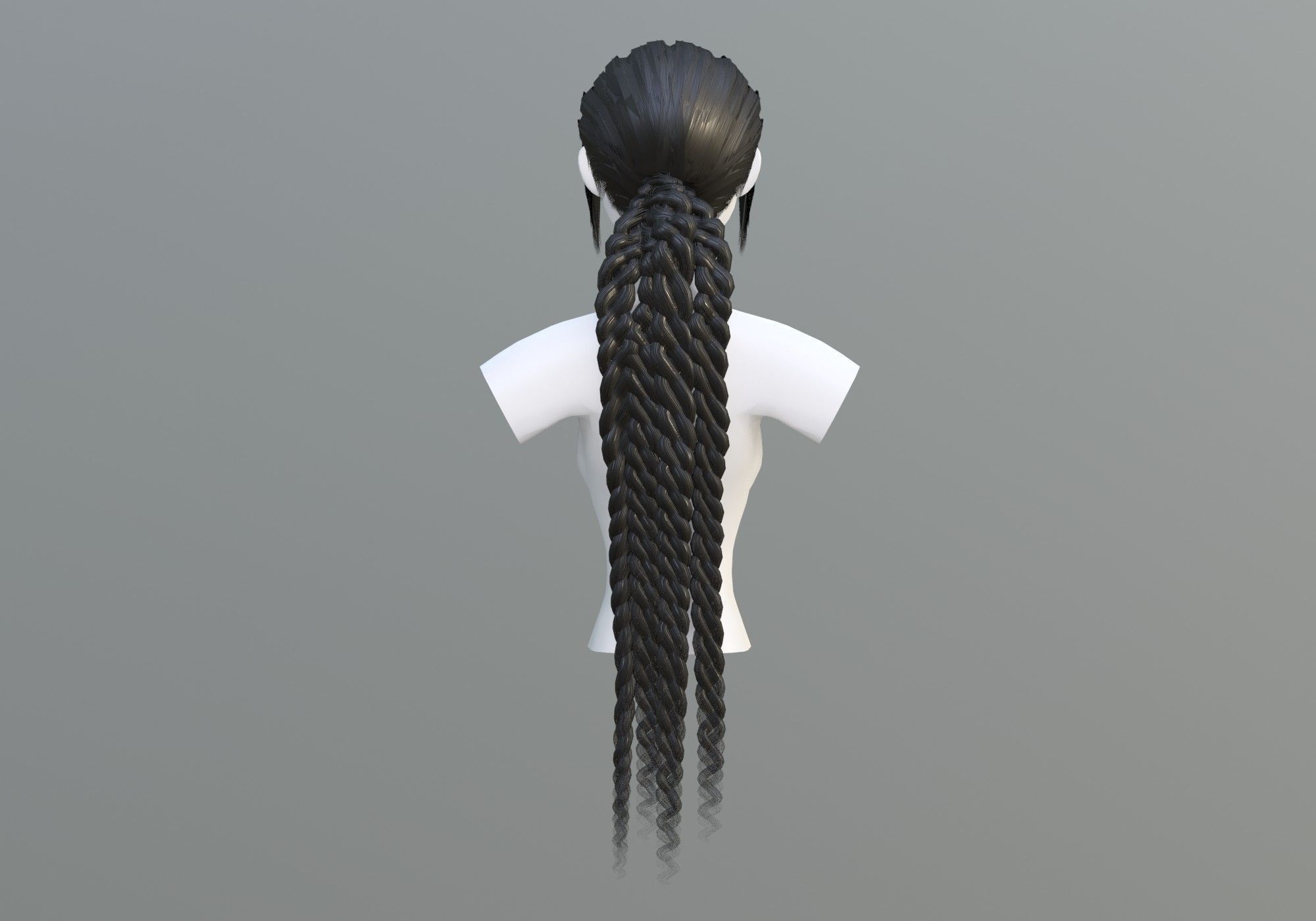 Ponytail Female Hairstyle  3D model_4