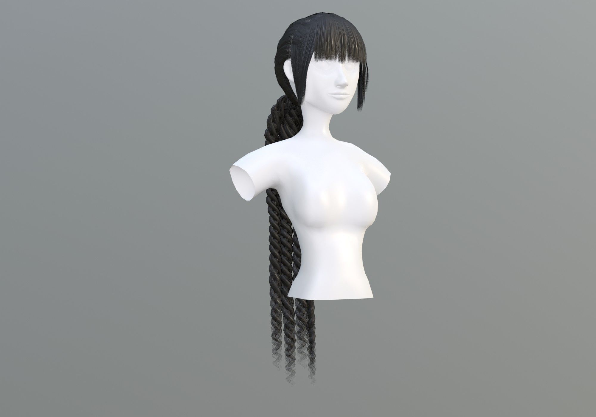Ponytail Female Hairstyle  3D model_1