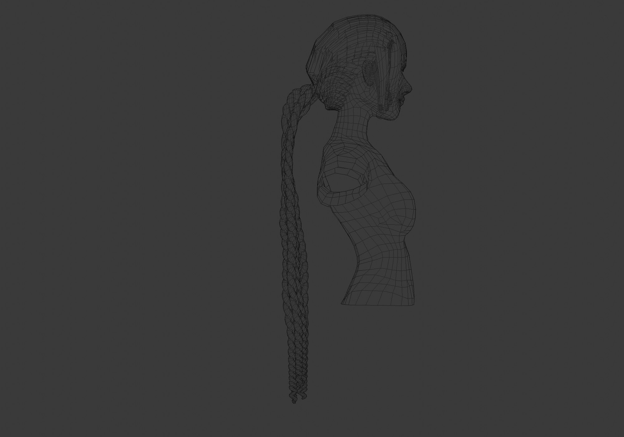 Ponytail Female Hairstyle  3D model_8