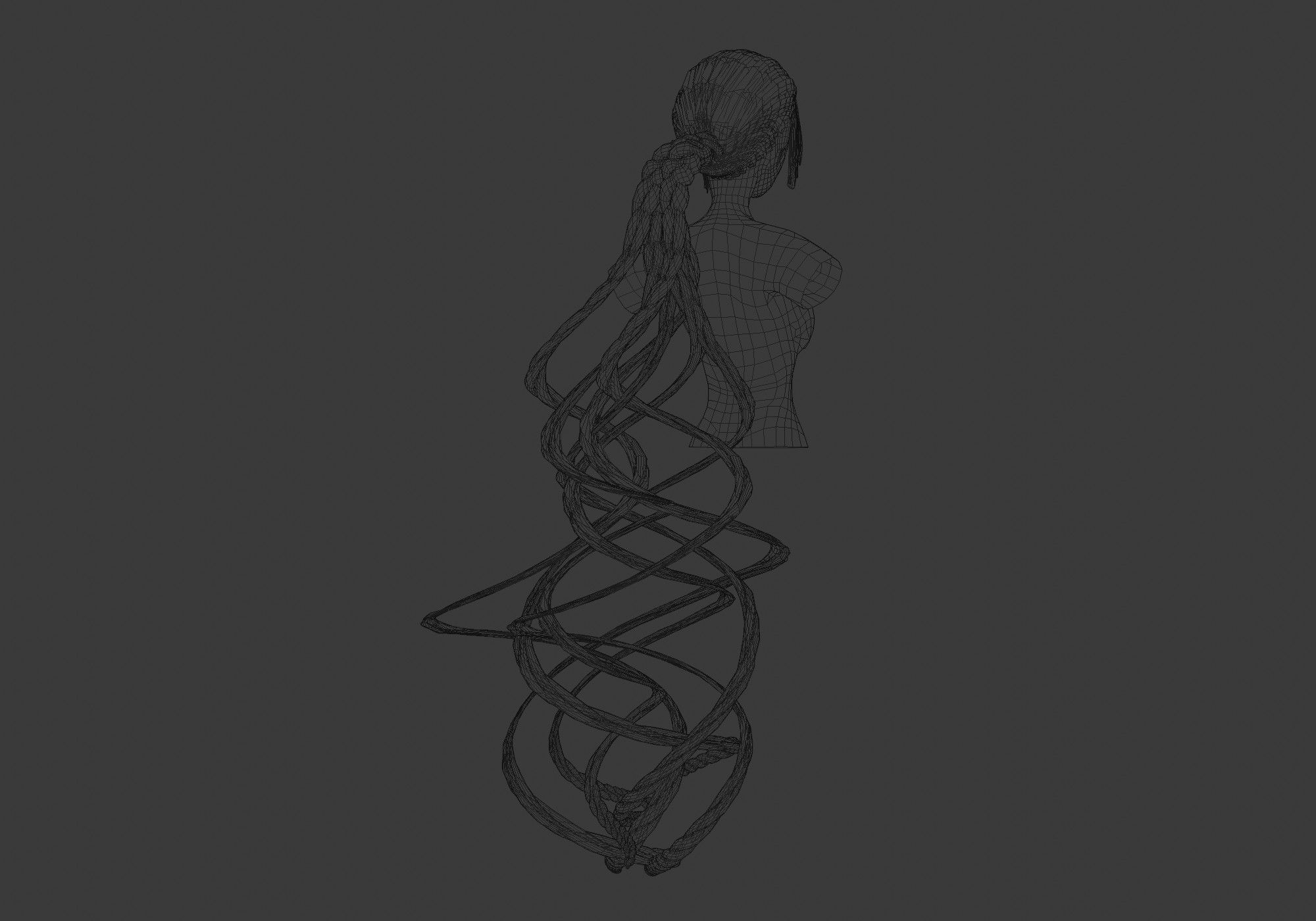 Ponytail Female Hair 3D model_5