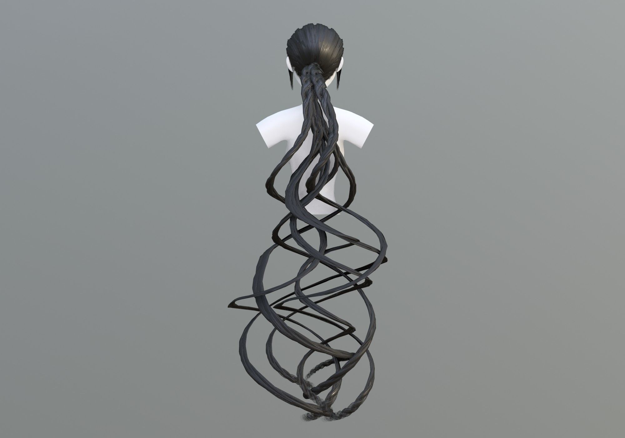 Ponytail Female Hair 3D model_4