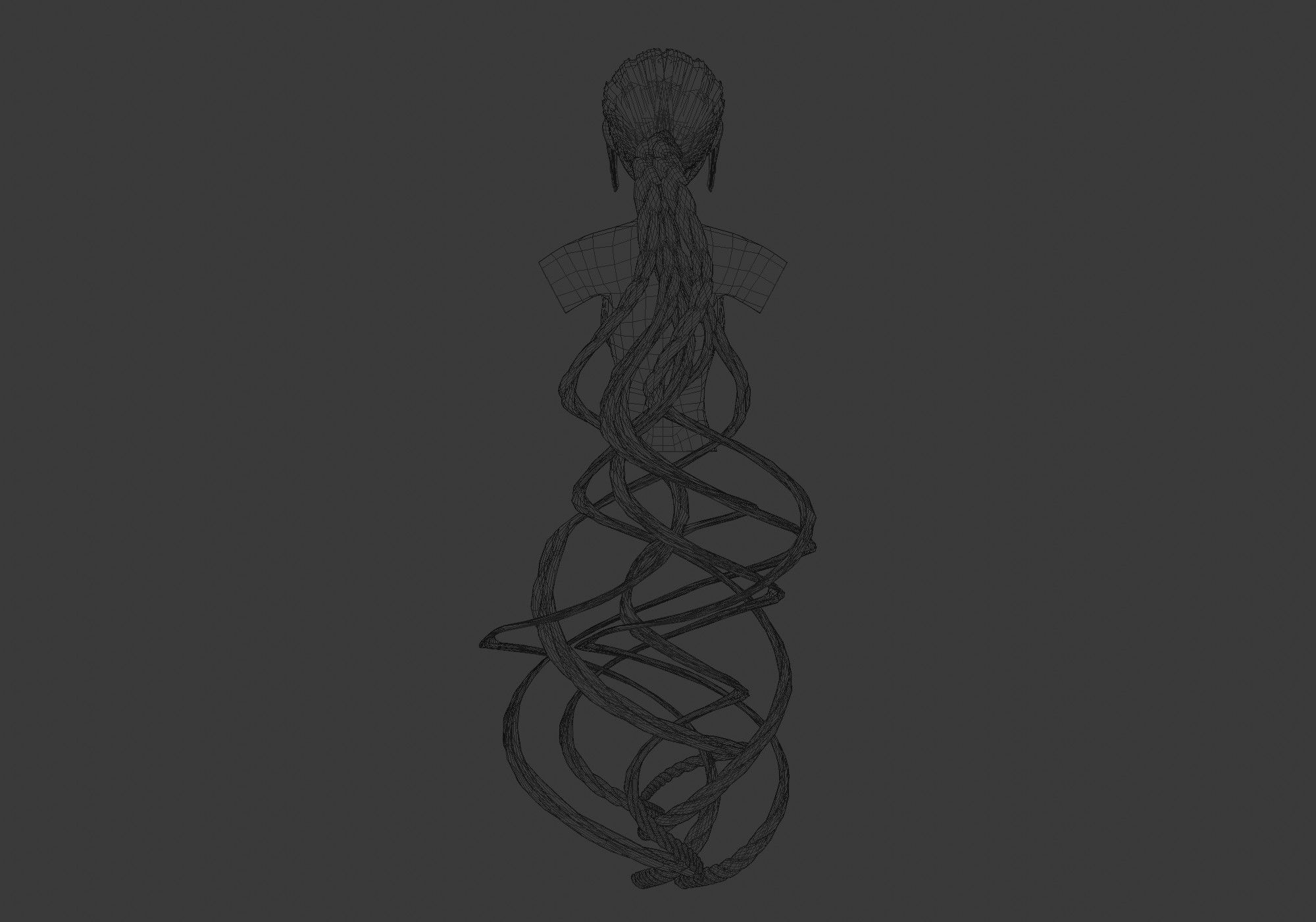 Ponytail Female Hair 3D model_9