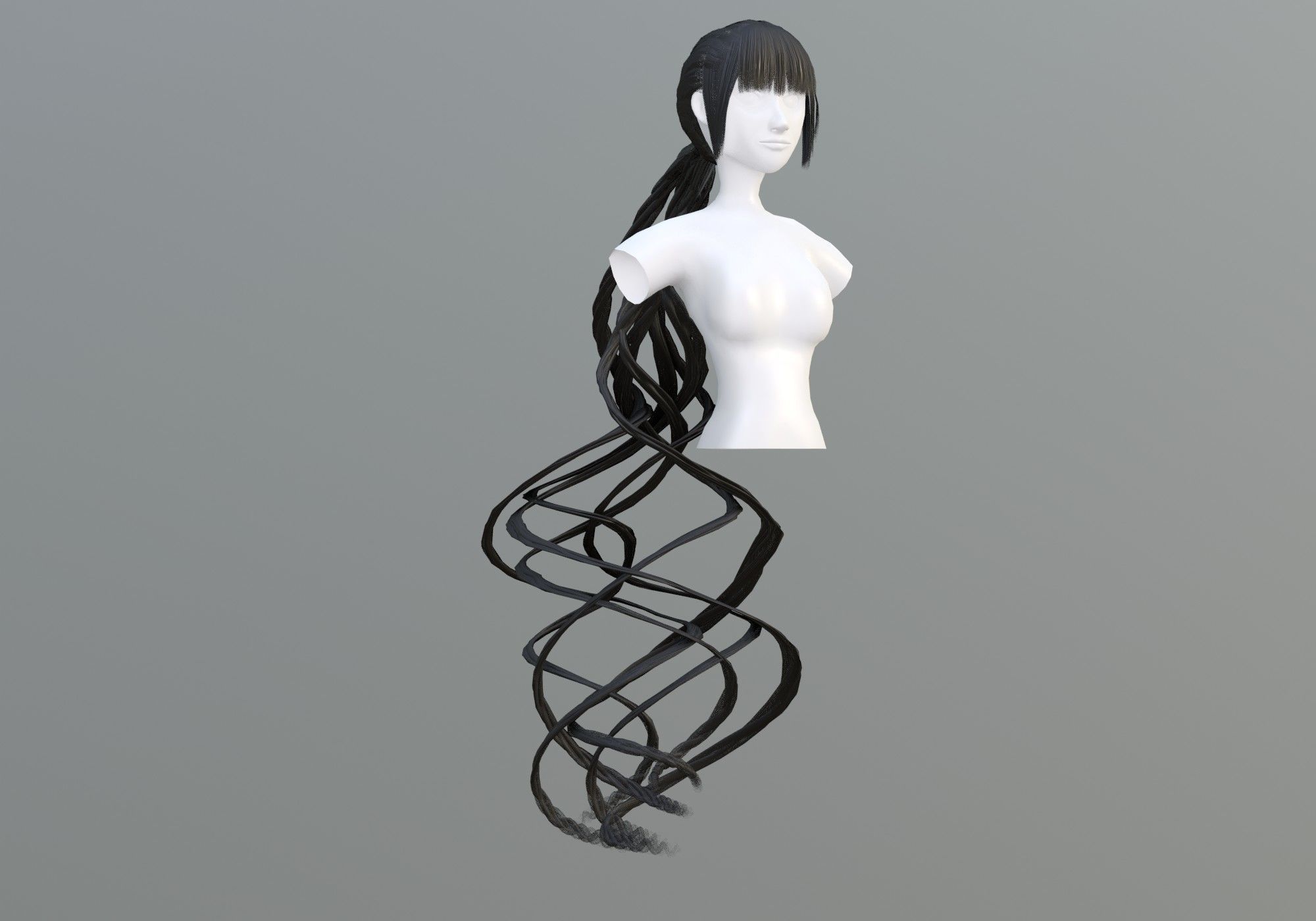 Ponytail Female Hair 3D model_1