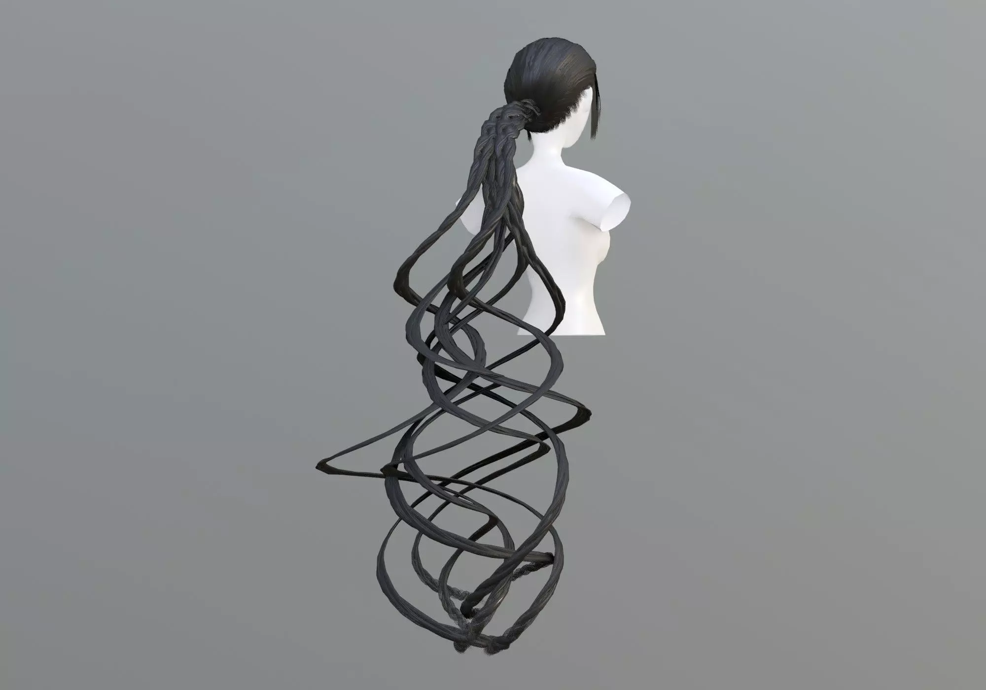 Ponytail Female Hair 3D model_0