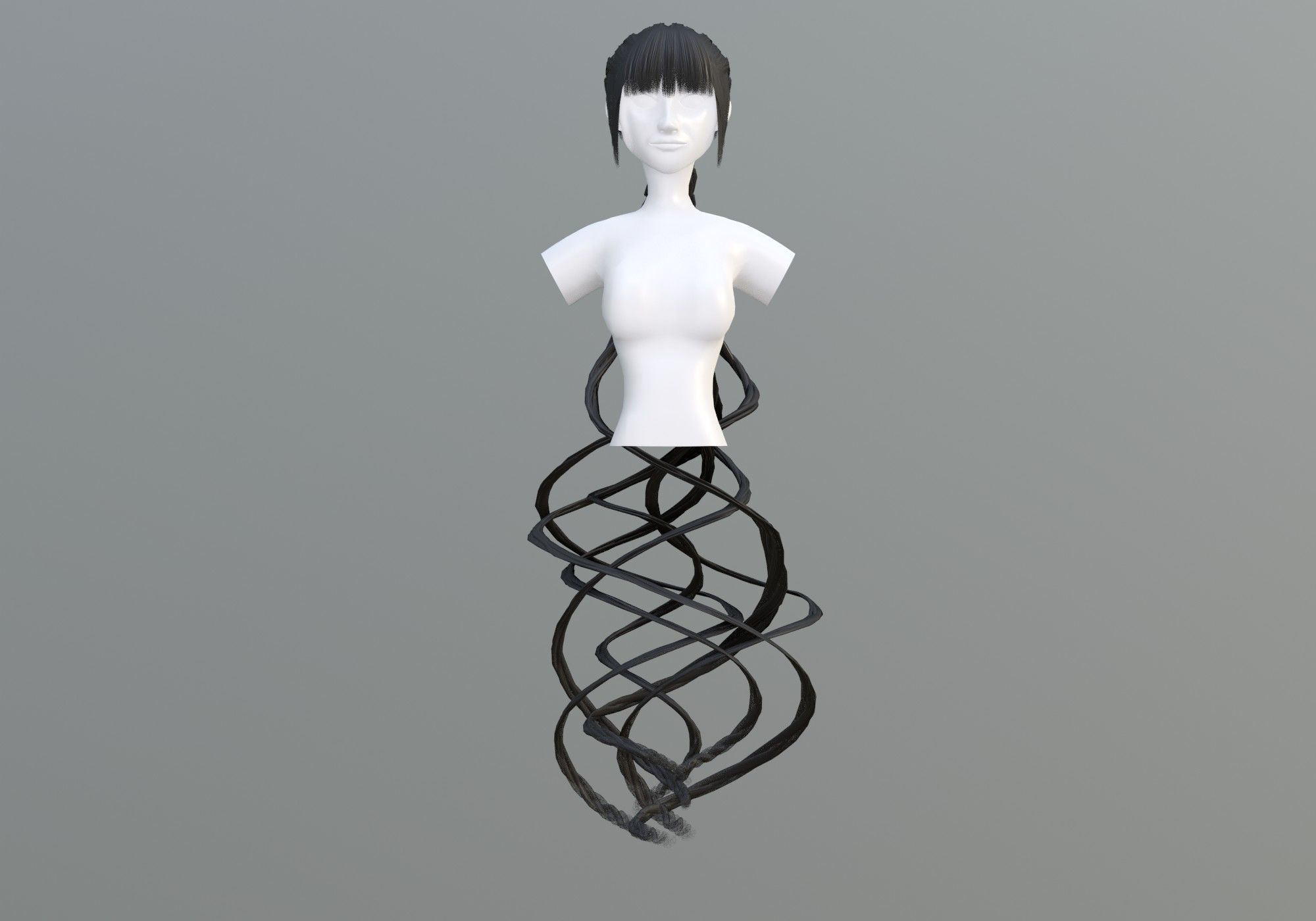 Ponytail Female Hair 3D model_2