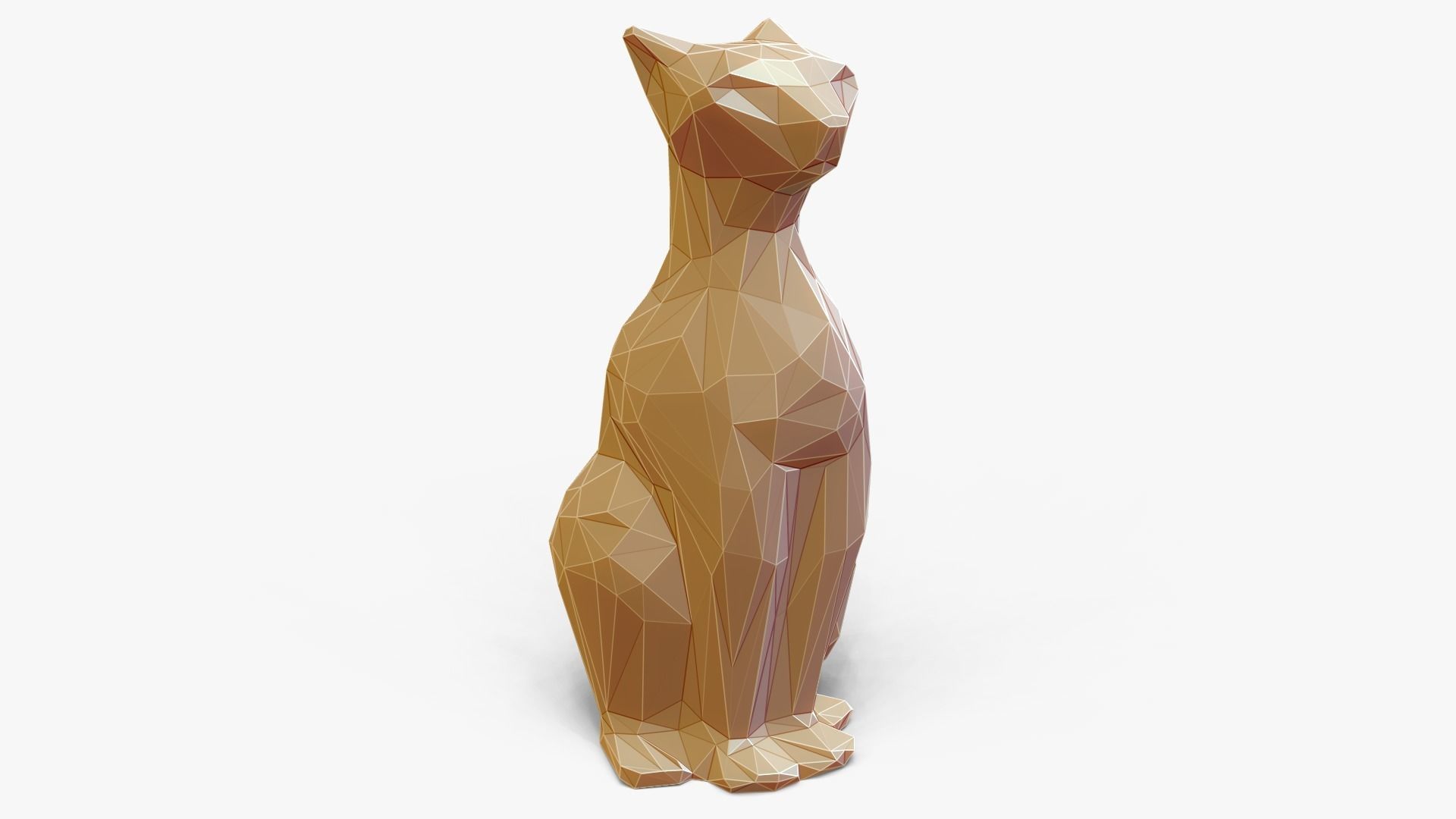 Faceted Sitting Cat Figurine 3D print model_7