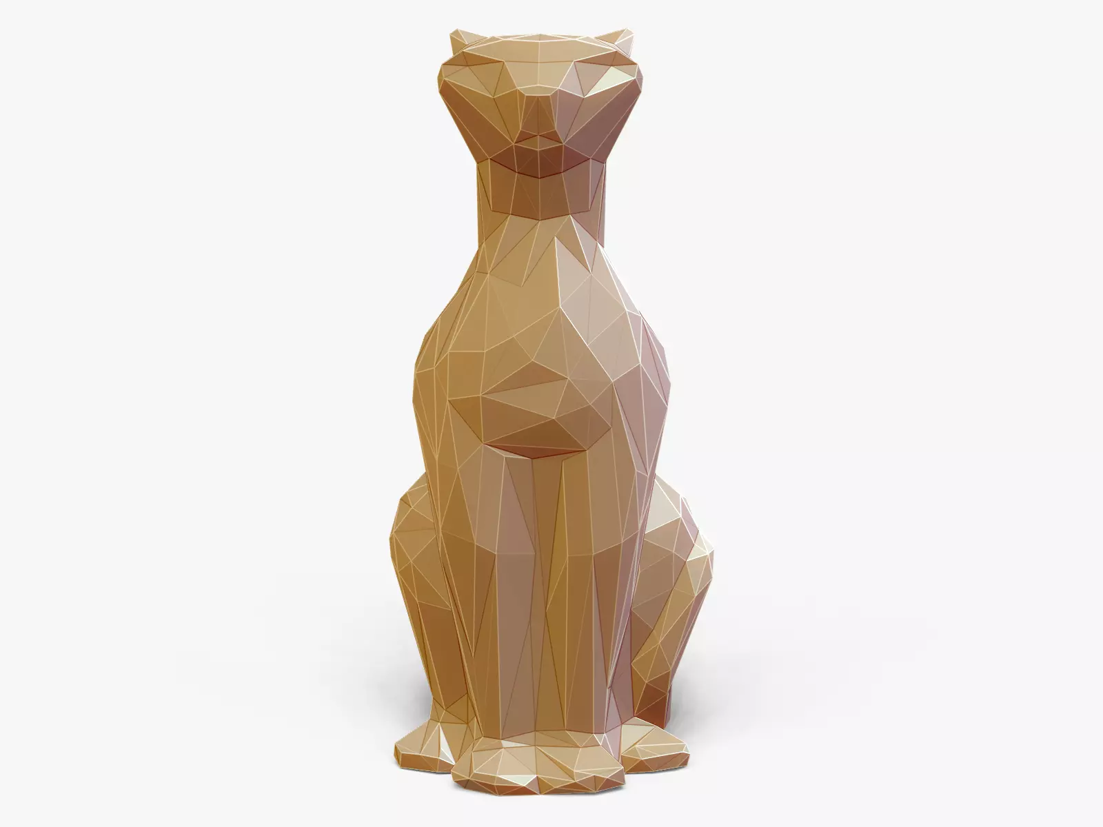 Faceted Sitting Cat Figurine 3D print model_0