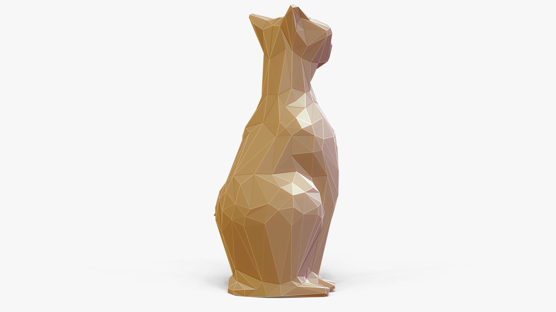 Faceted Sitting Cat Figurine 3D print model_5