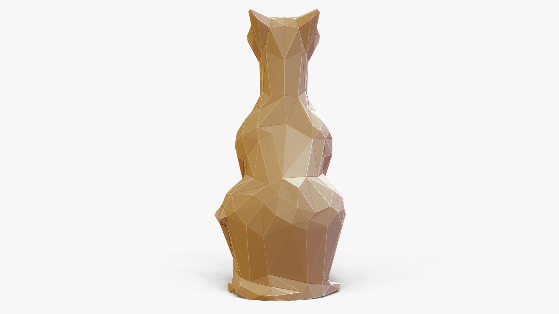 Faceted Sitting Cat Figurine 3D print model_4