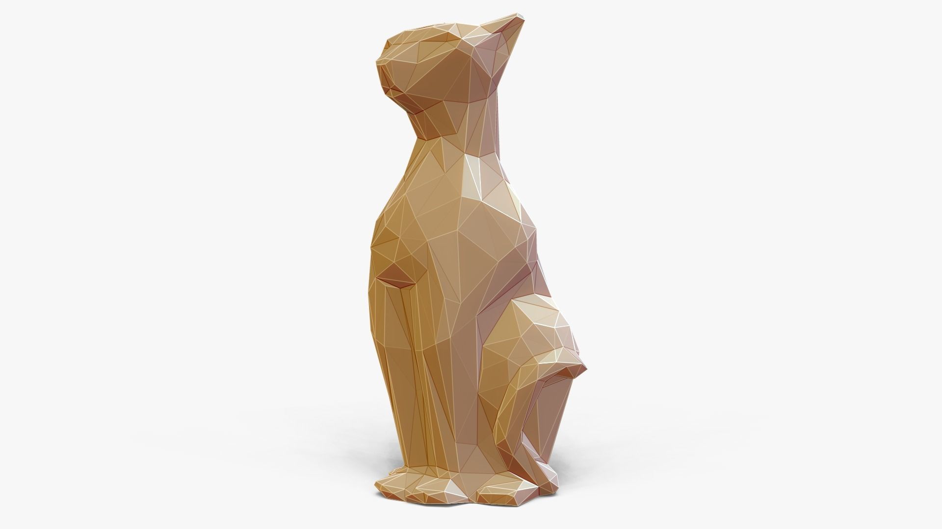 Faceted Sitting Cat Figurine 3D print model_1