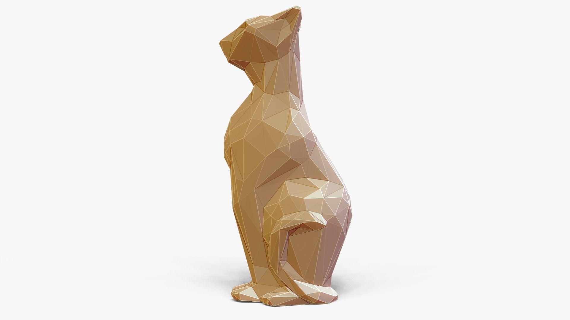 Faceted Sitting Cat Figurine 3D print model_2