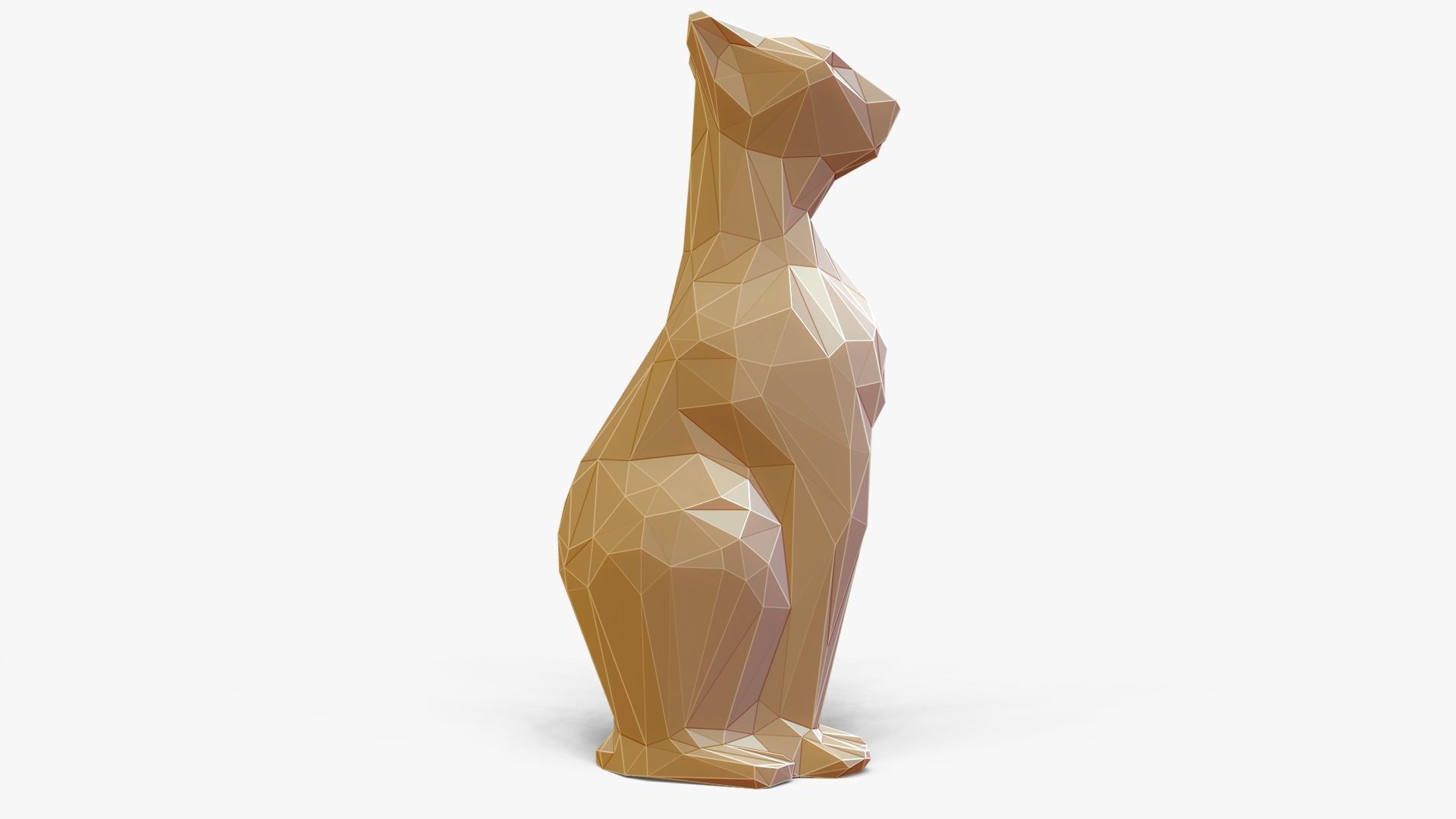 Faceted Sitting Cat Figurine 3D print model_6
