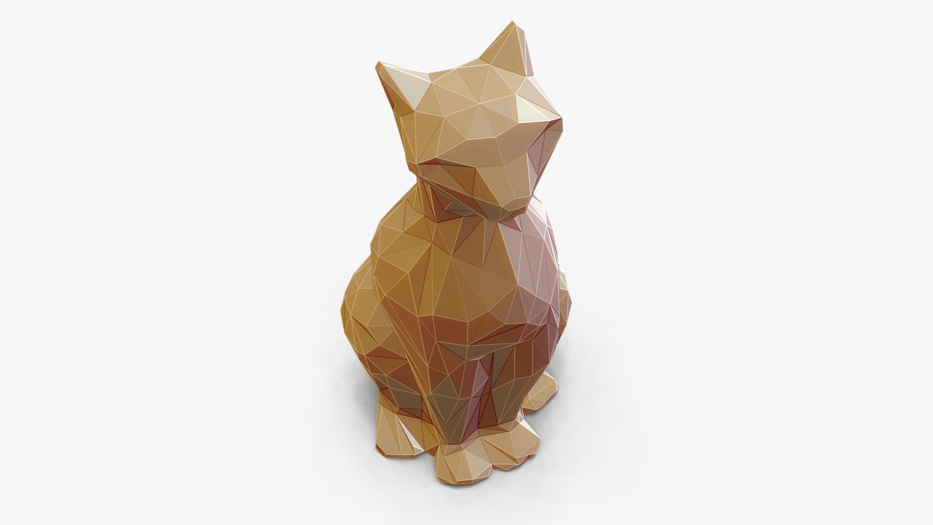 Faceted Sitting Cat Figurine 3D print model_8