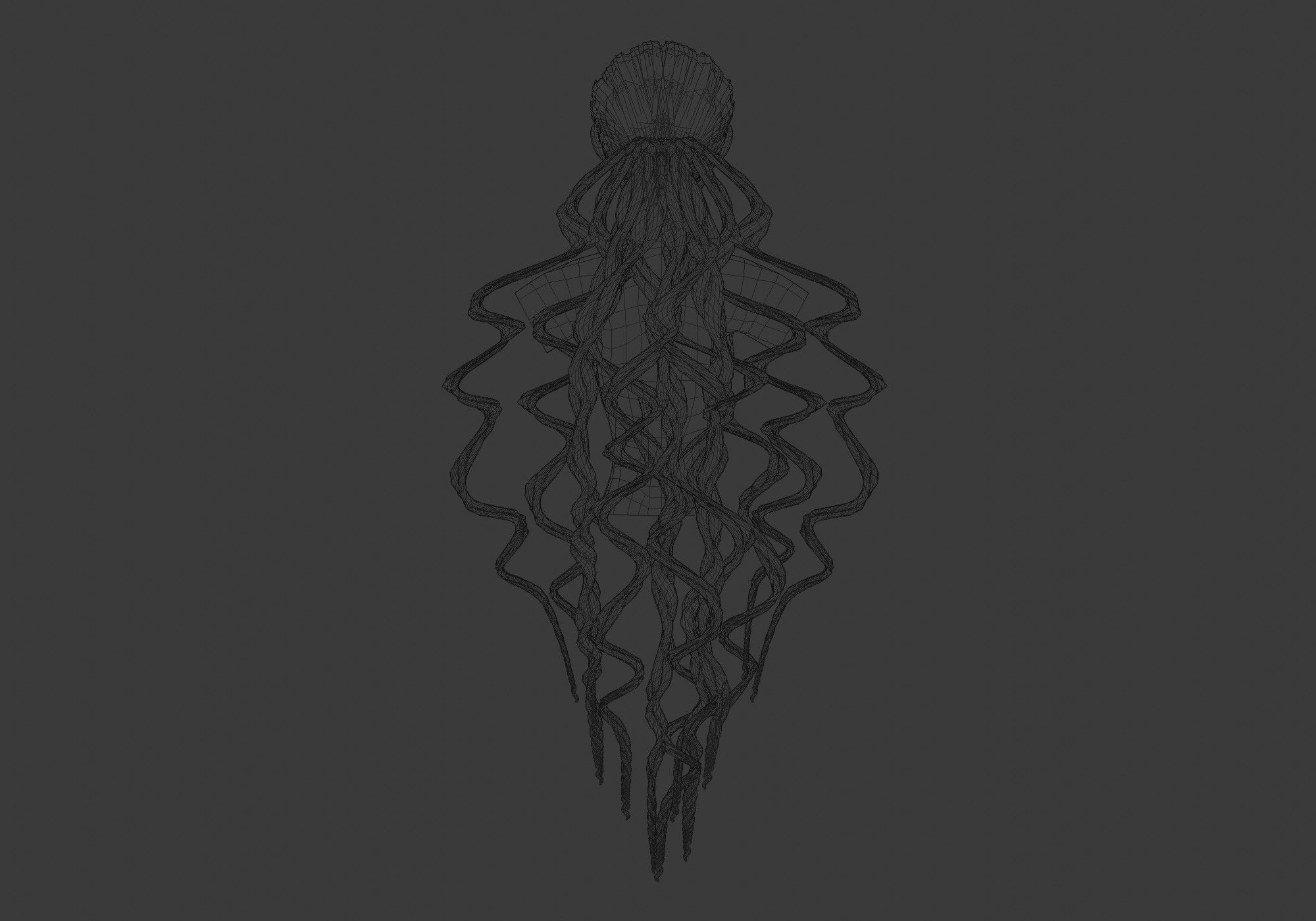 Pigtail Long Hair  3D model_9