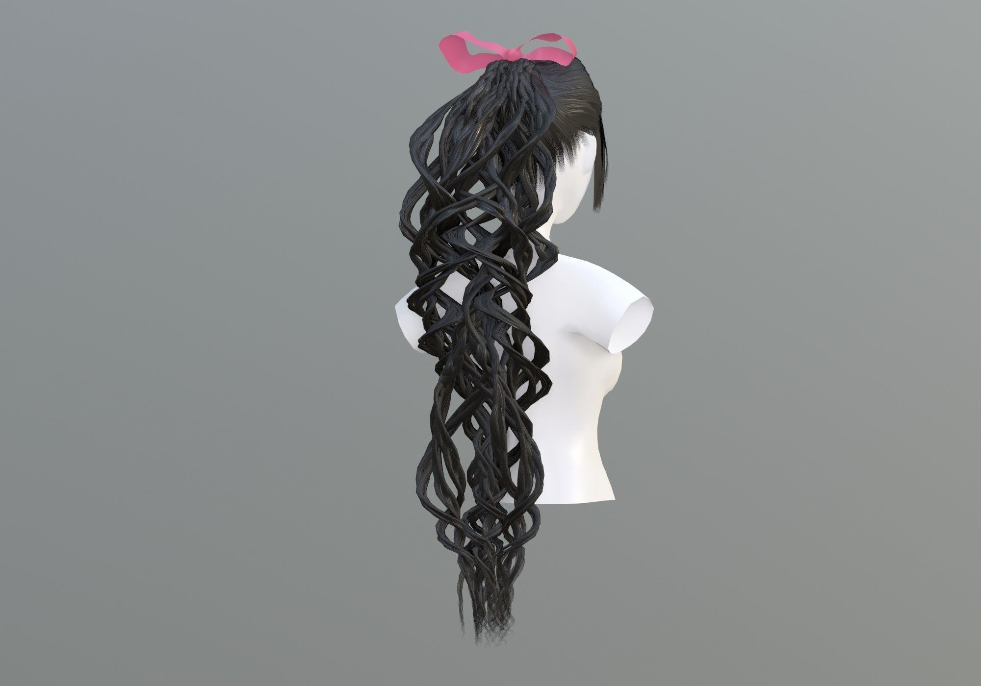 Pigtail Female Hairstyle 3D model_3