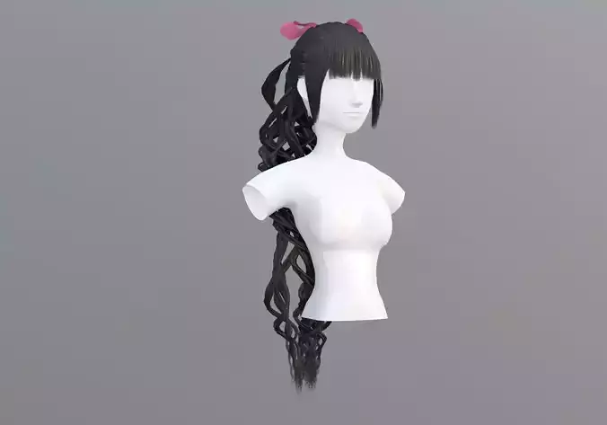 Pigtail Female Hairstyle 3D model Pigtail Female Hairstyle 3D model