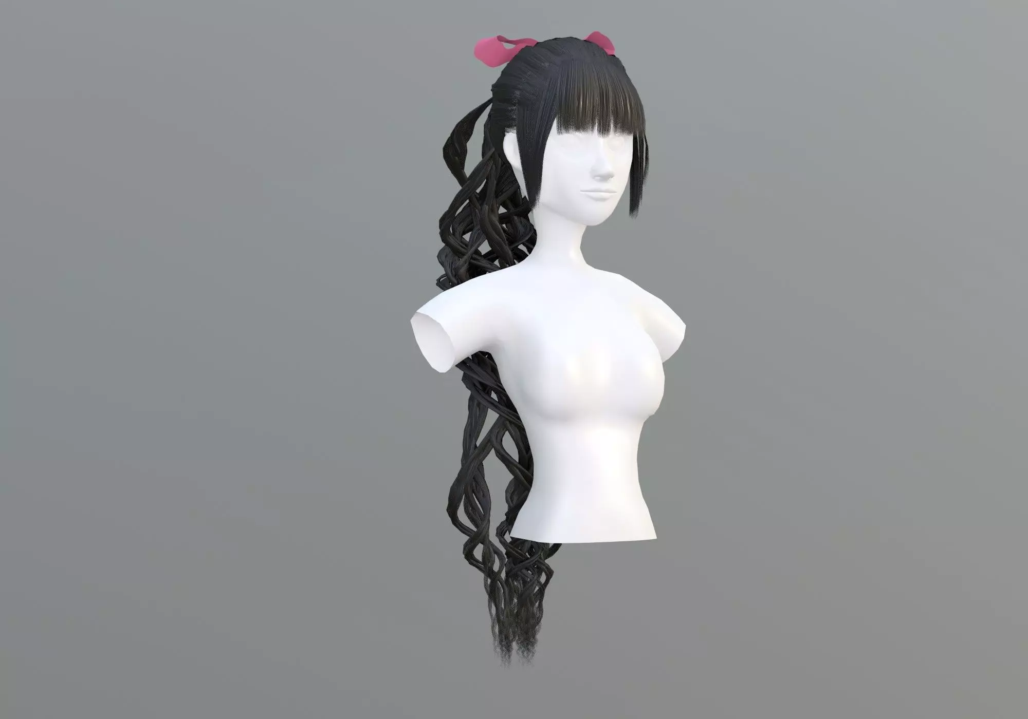 Pigtail Female Hairstyle 3D model_0