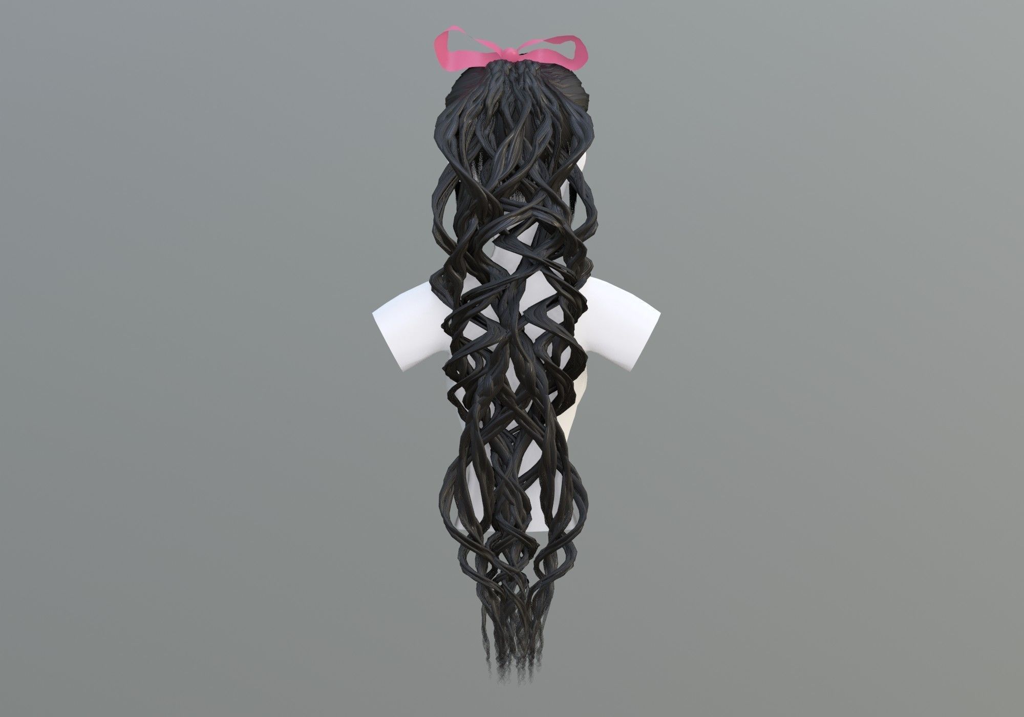 Pigtail Female Hairstyle 3D model_4