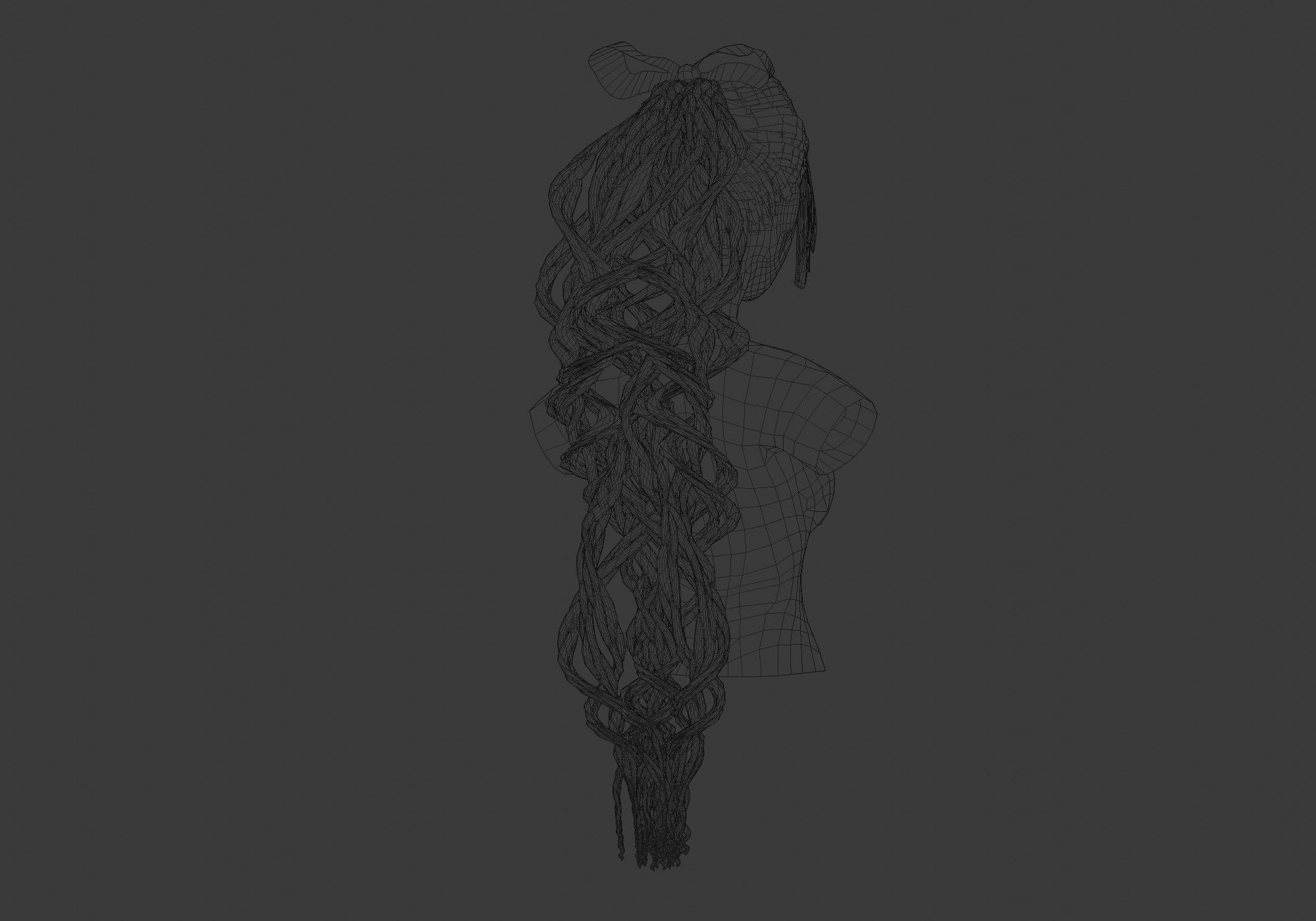 Pigtail Female Hairstyle 3D model_8