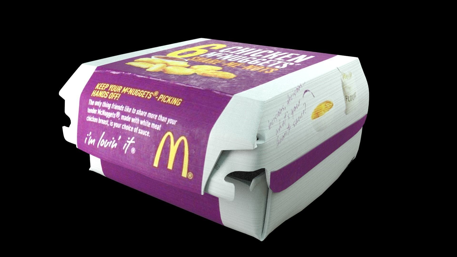 6-Piece McNuggets Box Low-poly 3D model_6