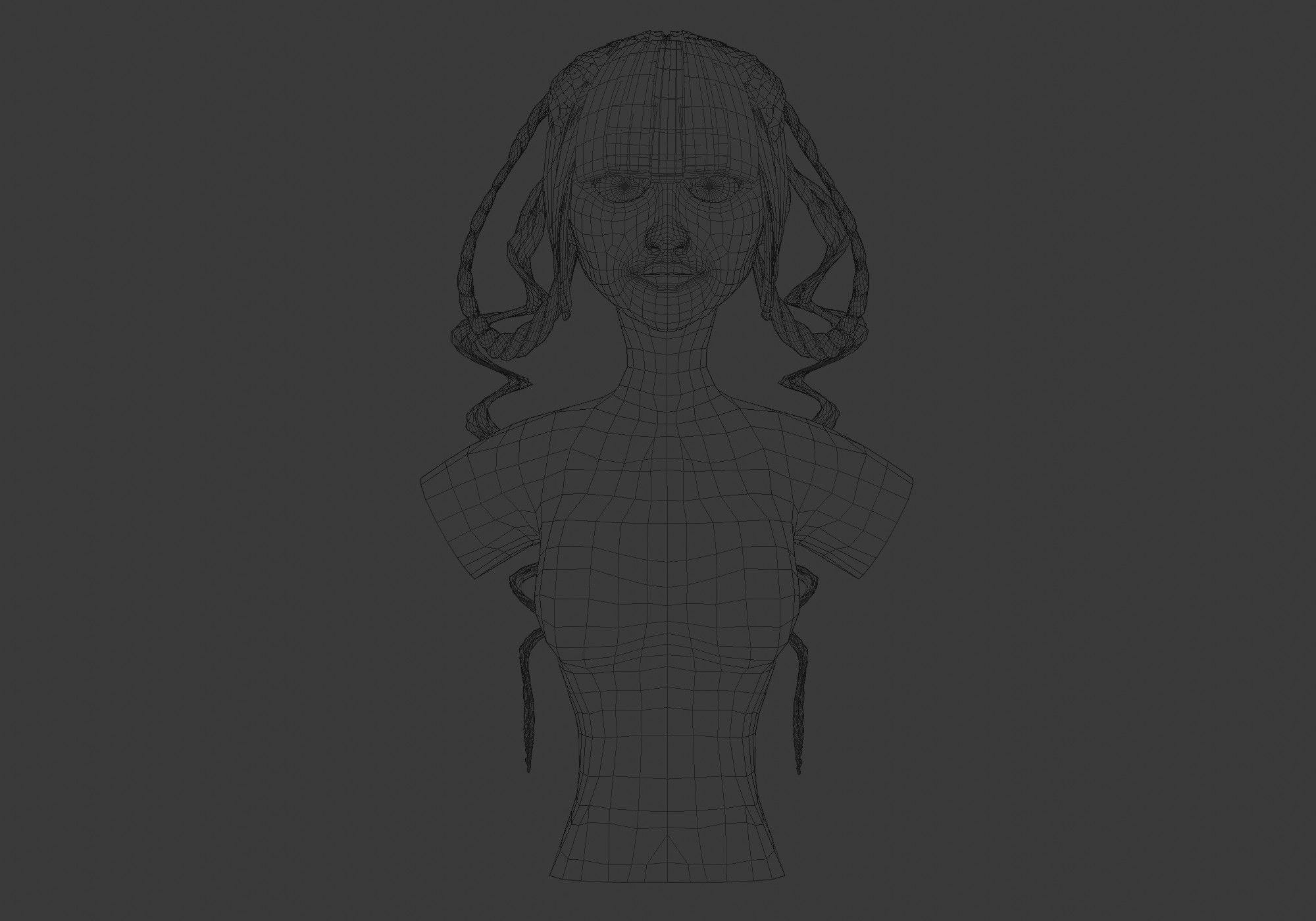 Long Stylized Hair 3D model_5