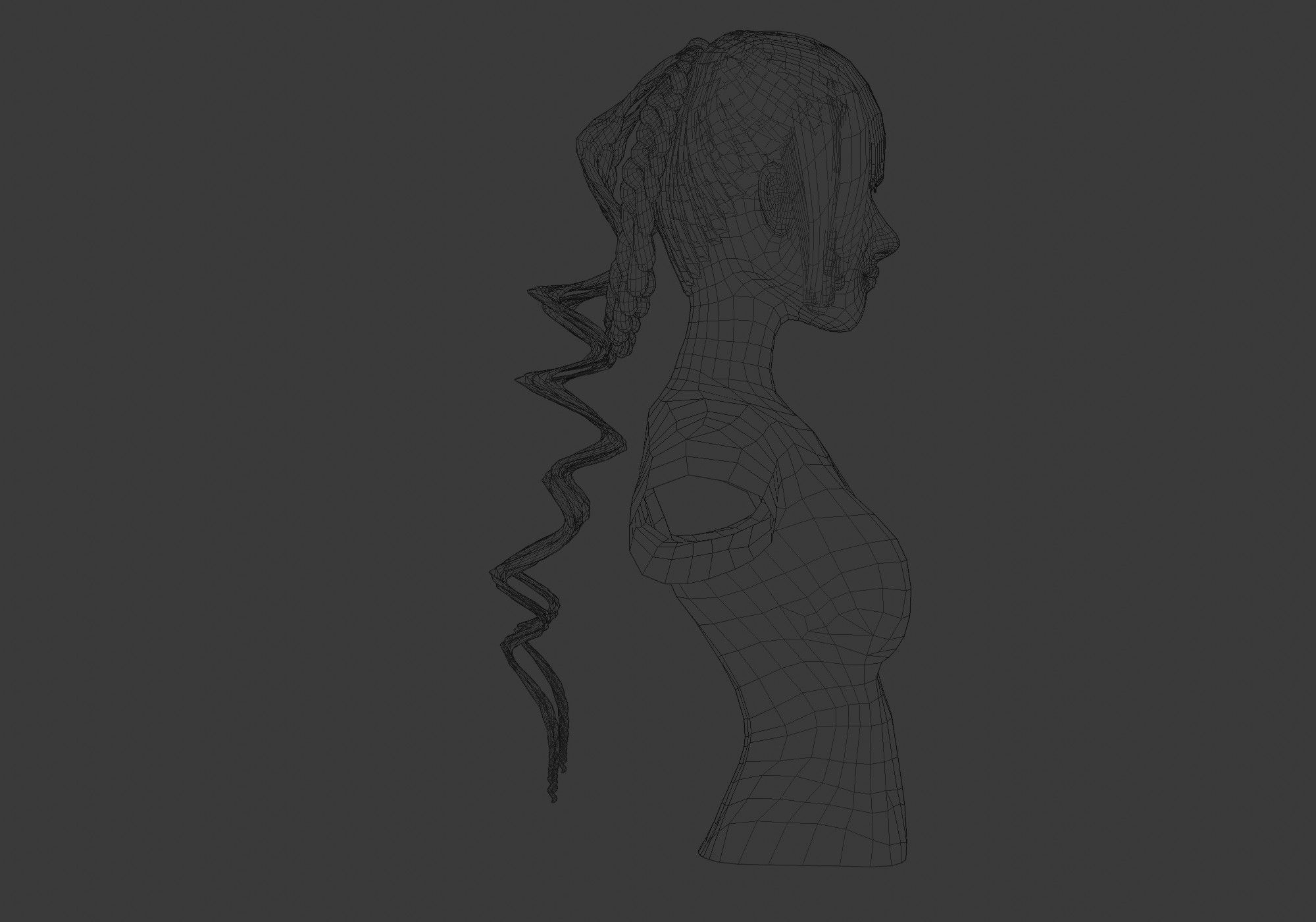 Long Stylized Hair 3D model_7