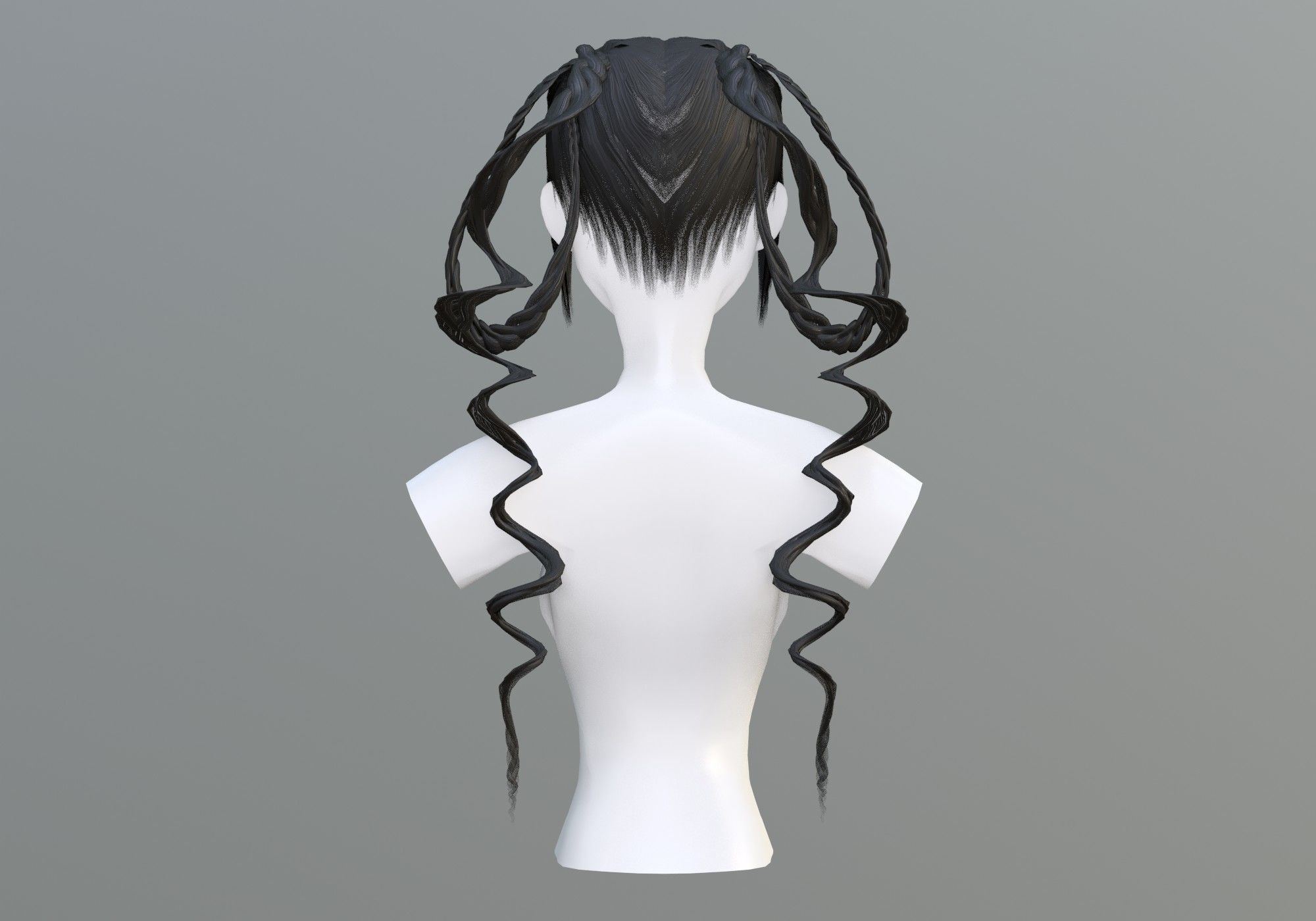Long Stylized Hair 3D model_4