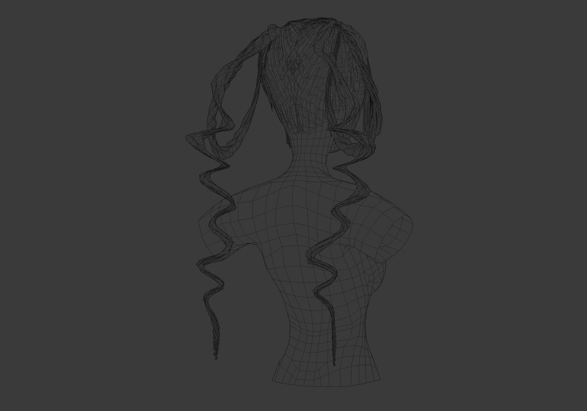 Long Stylized Hair 3D model_8