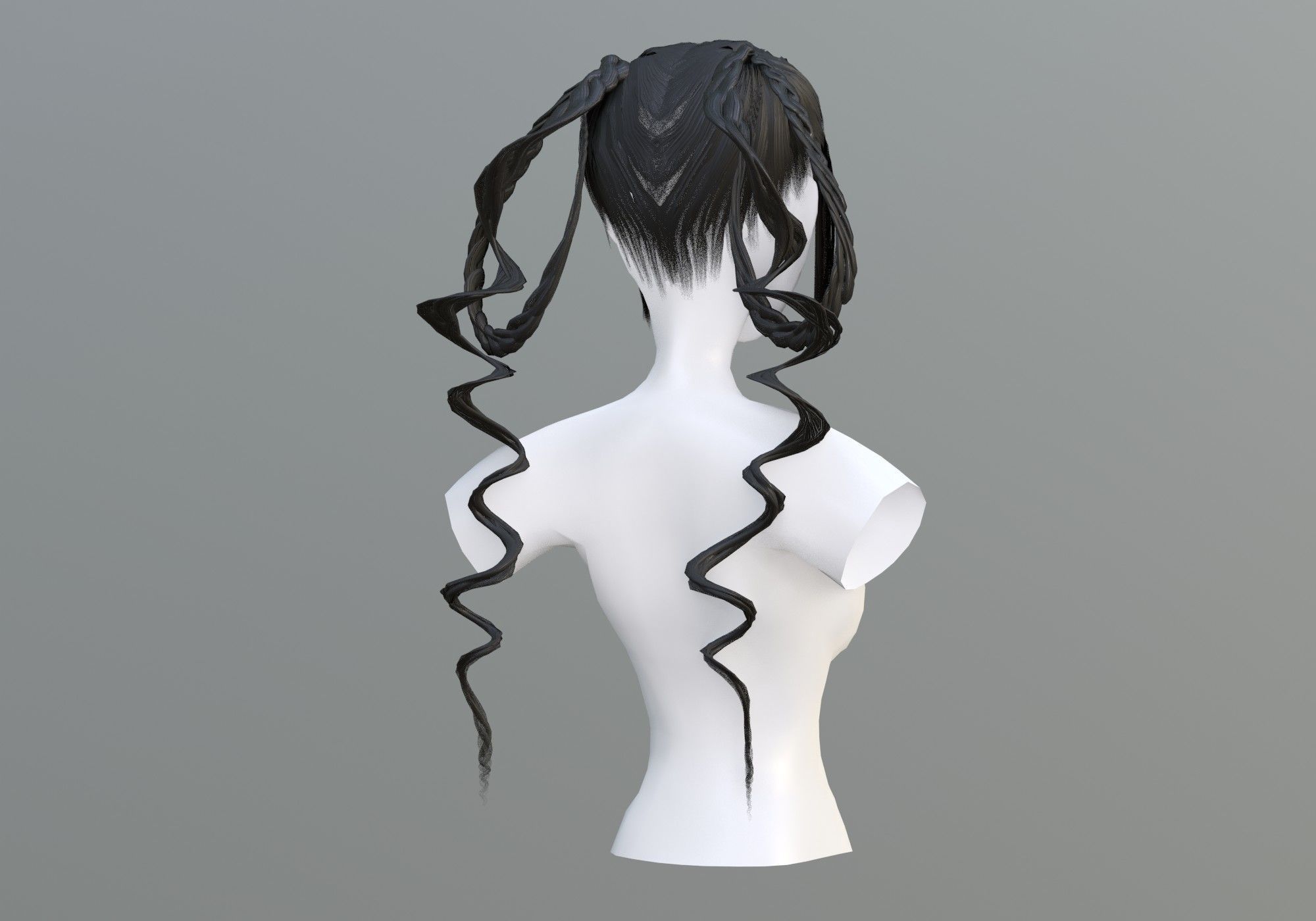 Long Stylized Hair 3D model_3