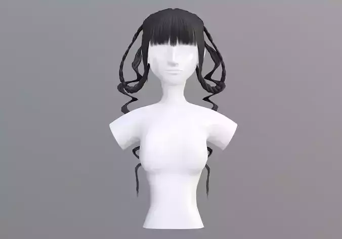 Long Stylized Hair 3D model Long Stylized Hair 3D model