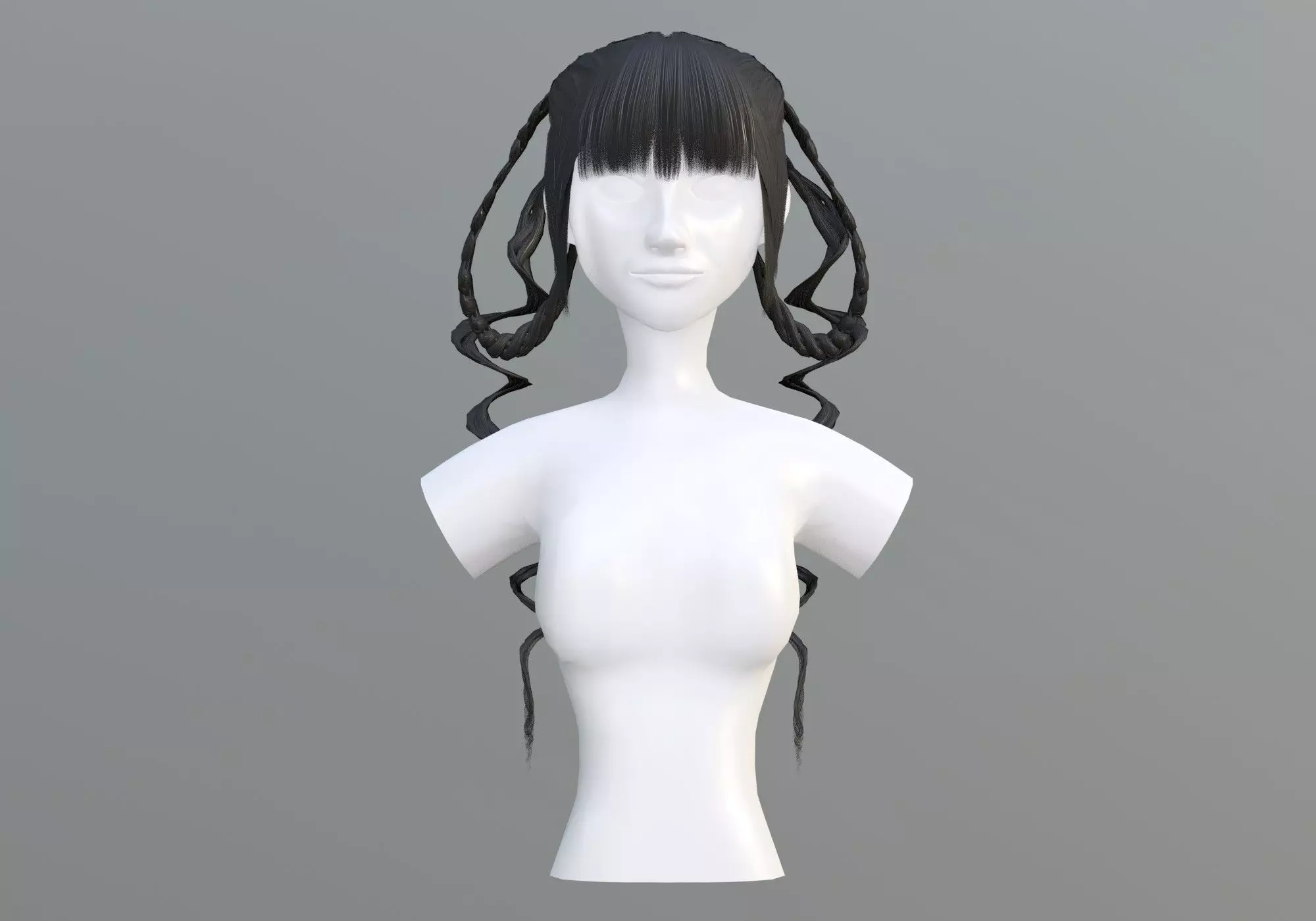 Long Stylized Hair 3D model_0