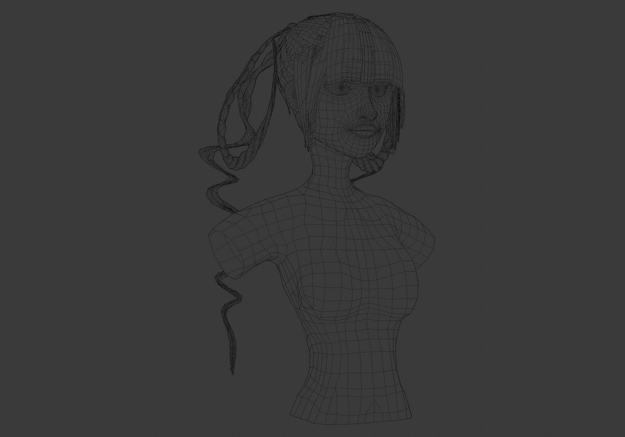 Long Stylized Hair 3D model_6