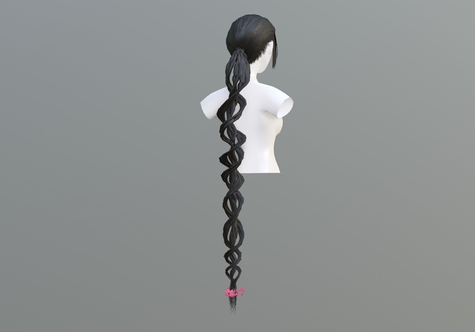 Long Ponytail Hairstyle 3D model_1