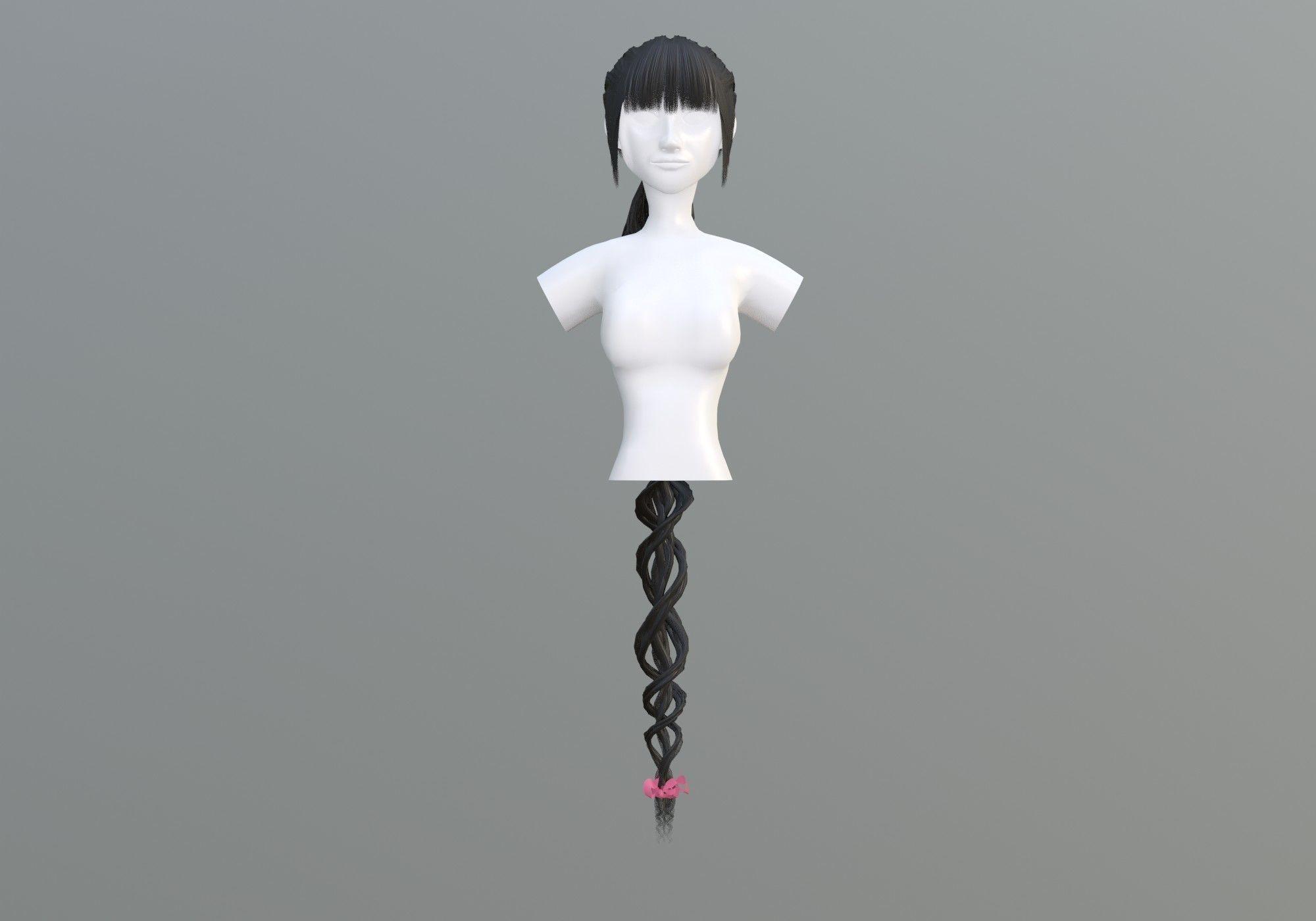Long Ponytail Hairstyle 3D model_2