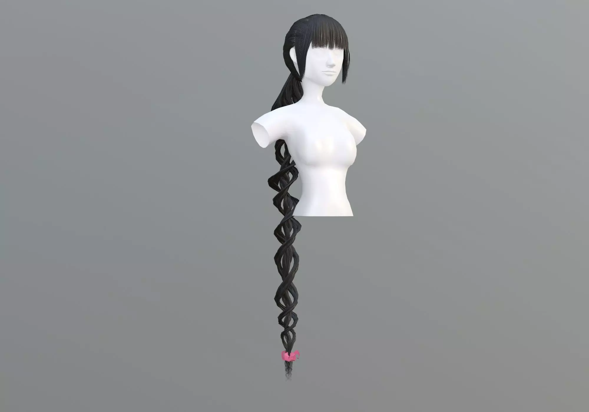 Long Ponytail Hairstyle 3D model_0