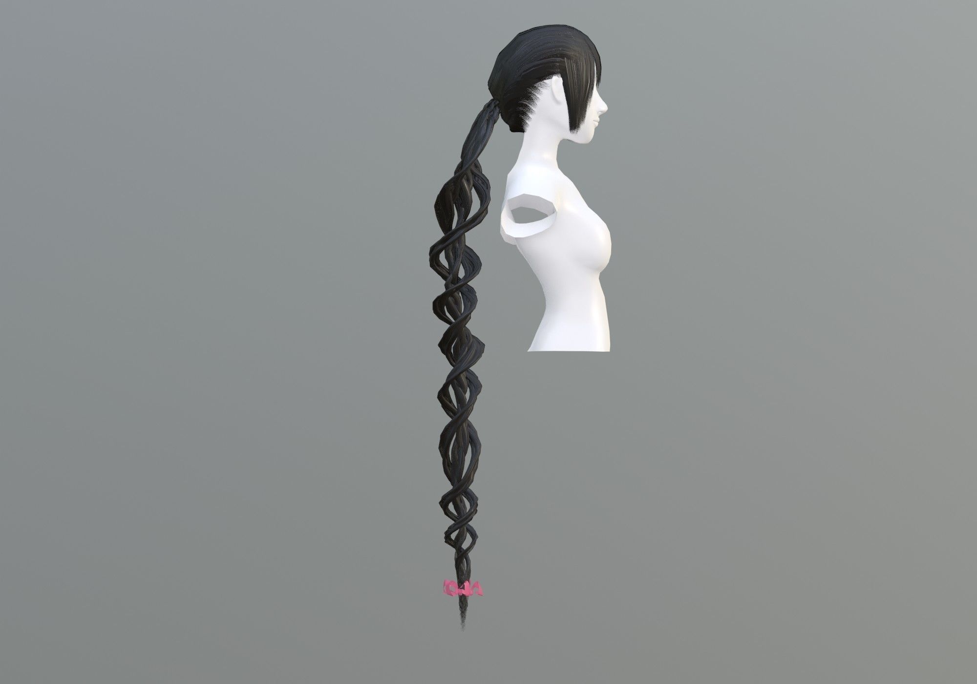 Long Ponytail Hairstyle 3D model_3
