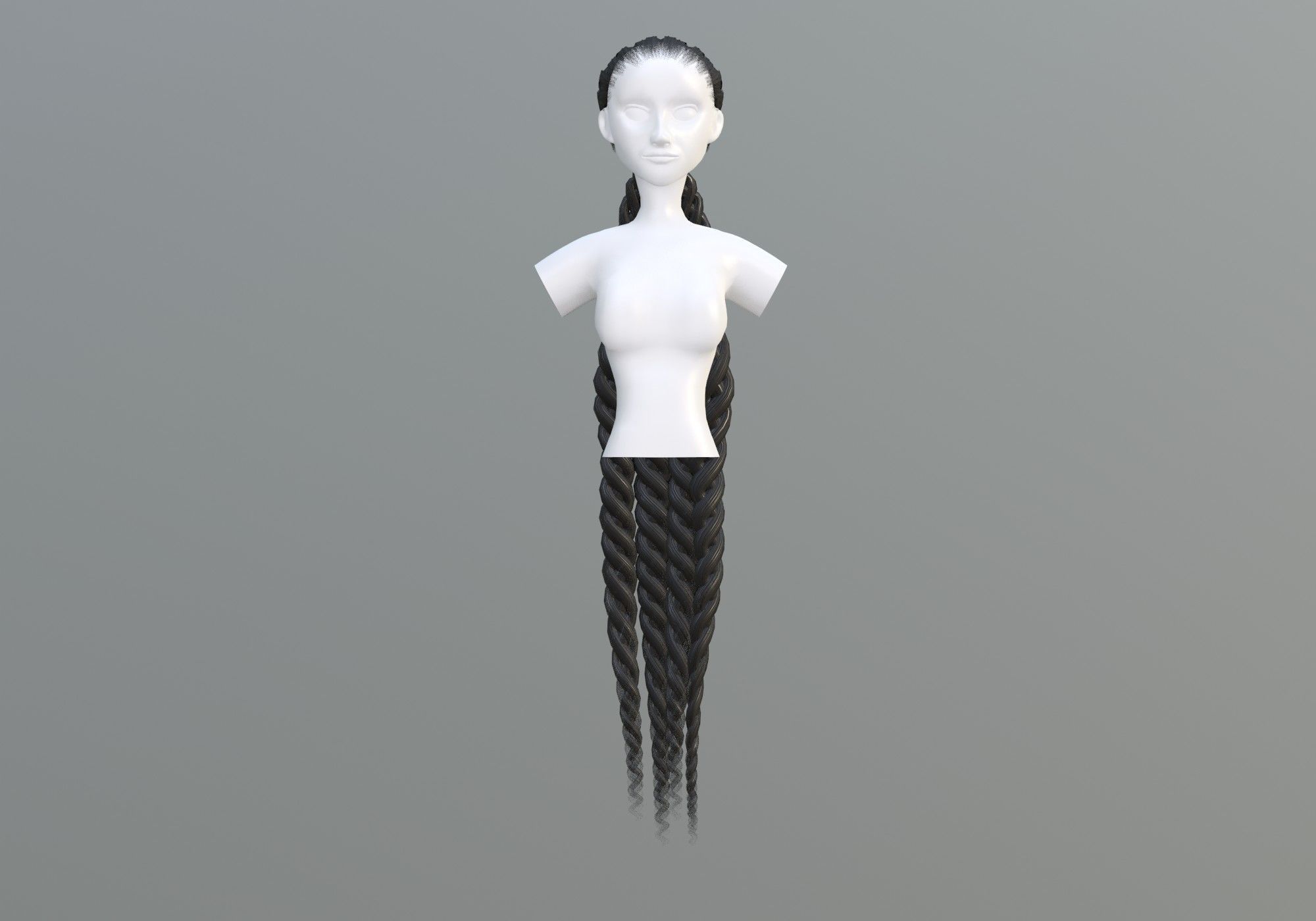 Long Pigtail Hairstyle 3D model_2