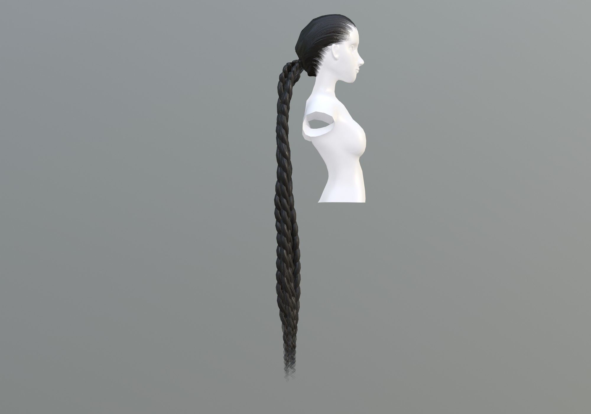 Long Pigtail Hairstyle 3D model_3