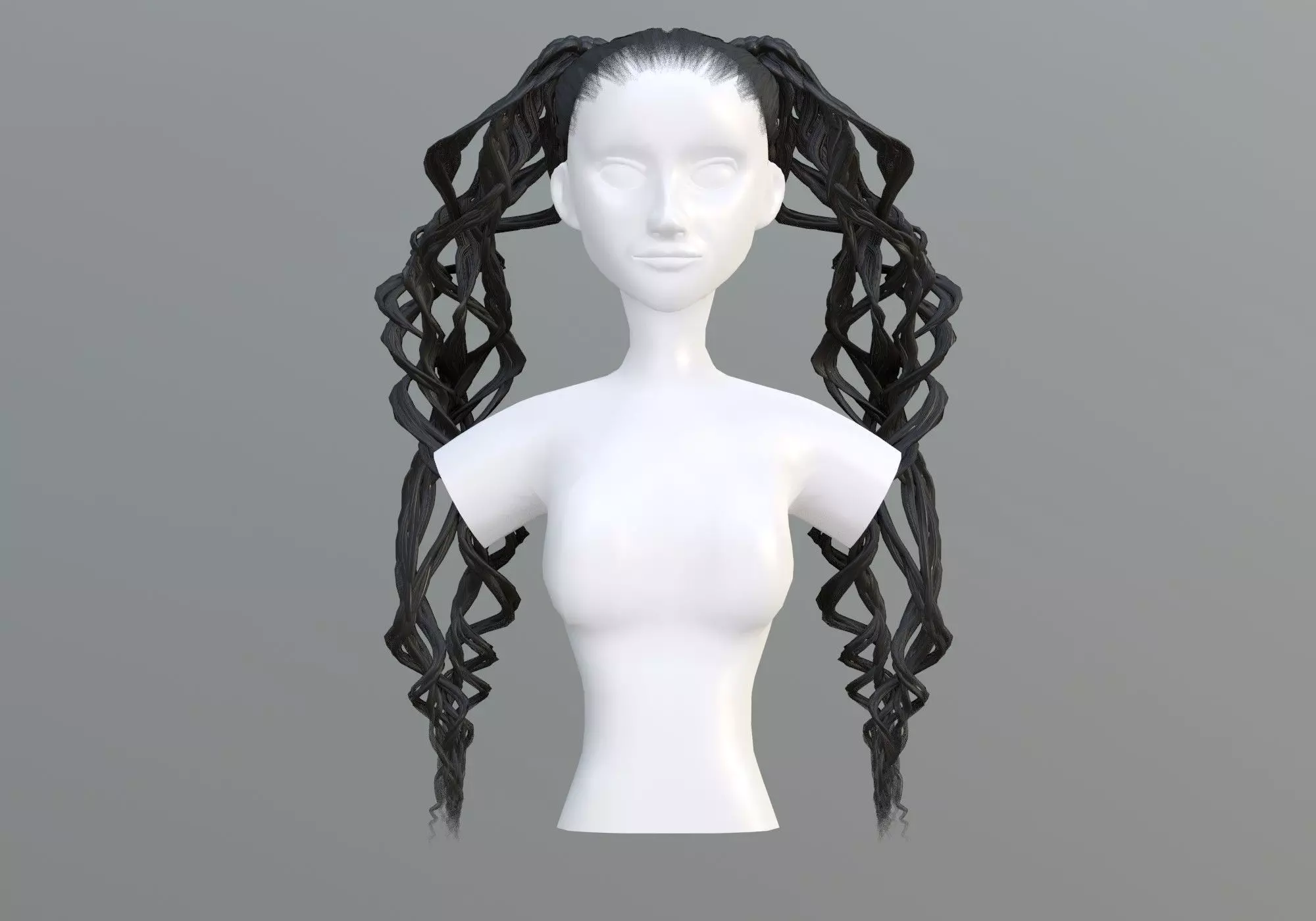 Long Female Hairstyle 3D model_0