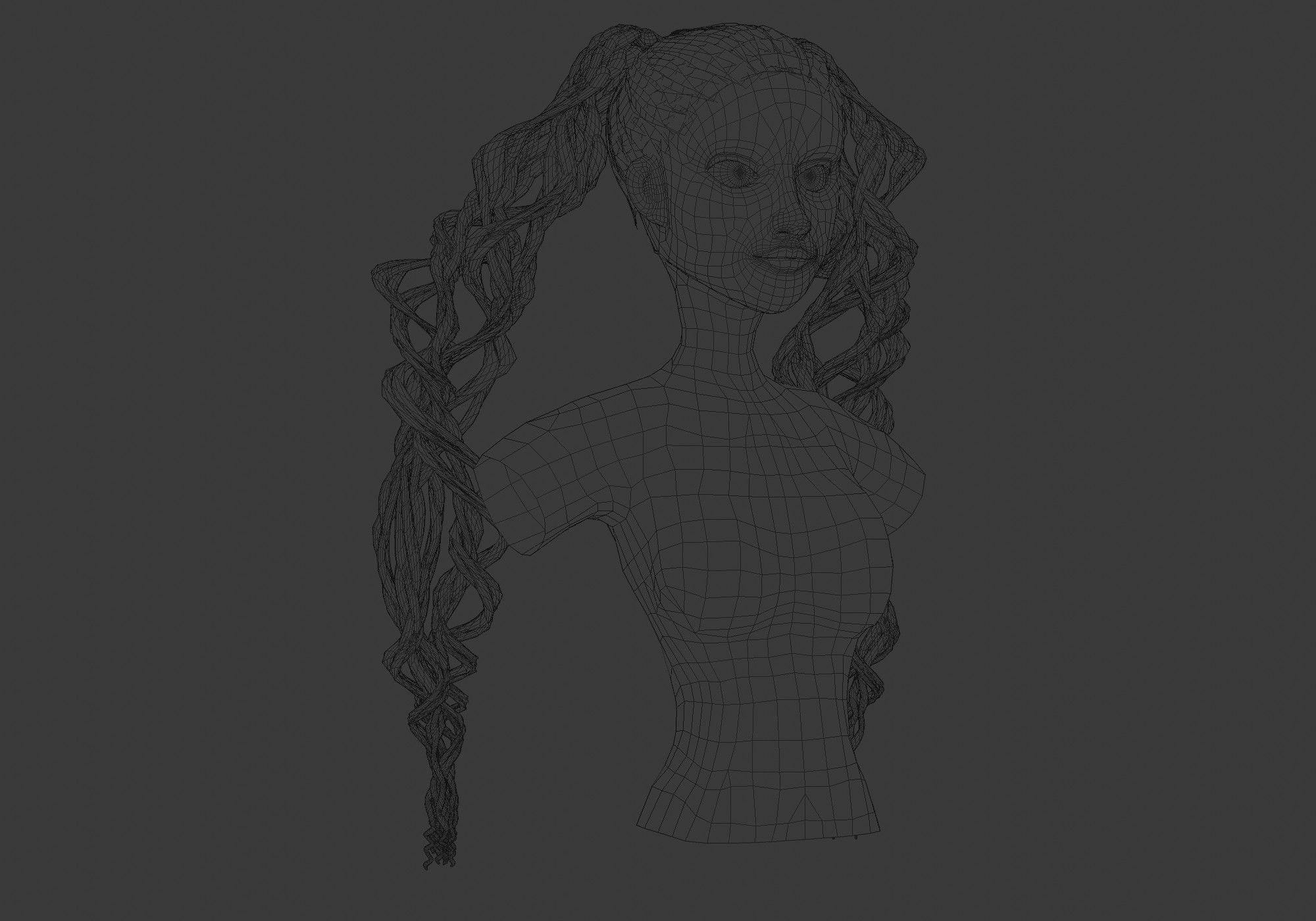 Long Female Hairstyle 3D model_6