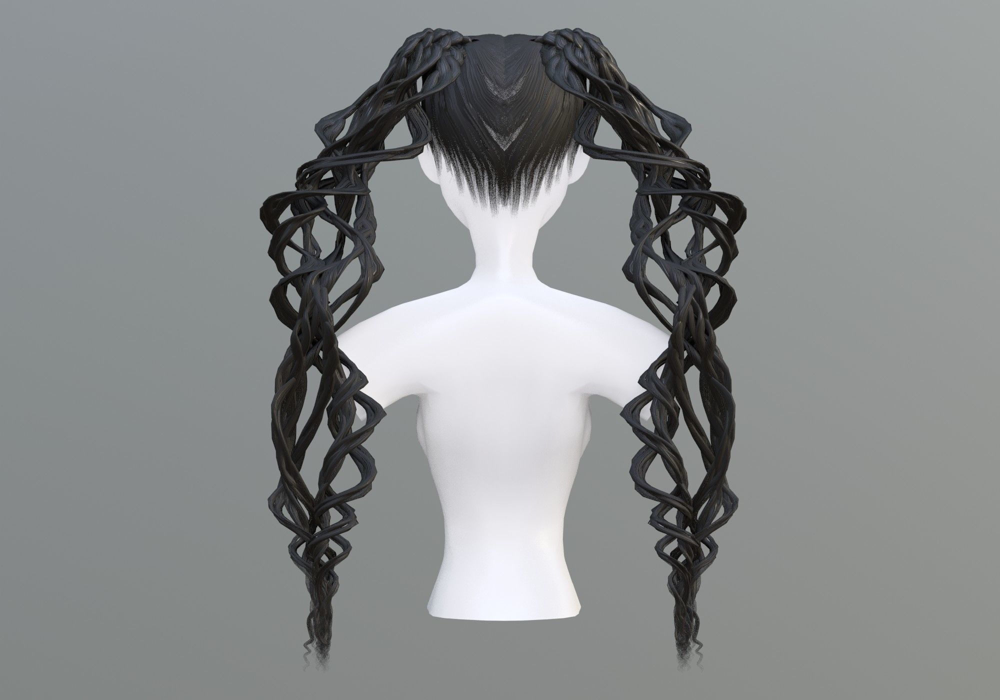 Long Female Hairstyle 3D model_4