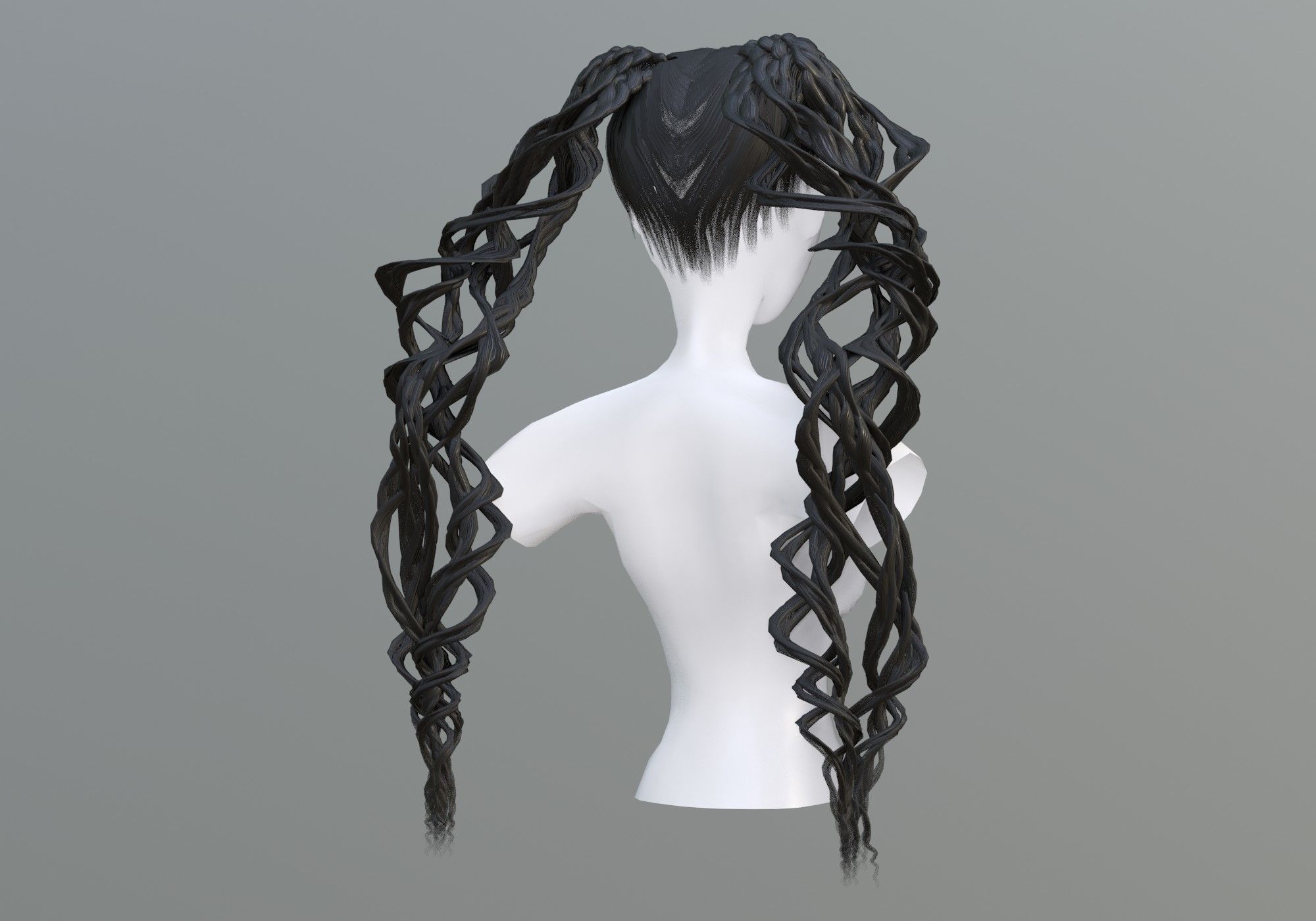 Long Female Hairstyle 3D model_3