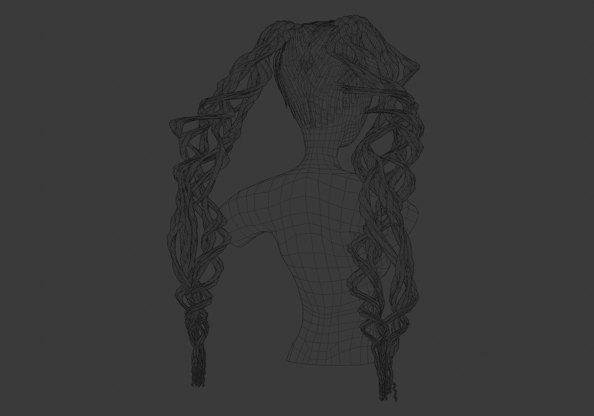 Long Female Hairstyle 3D model_8