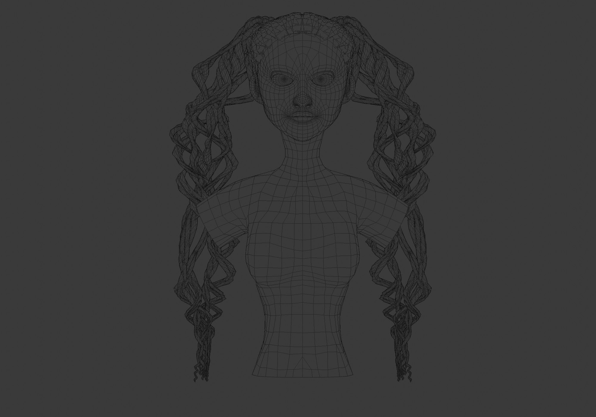 Long Female Hairstyle 3D model_5