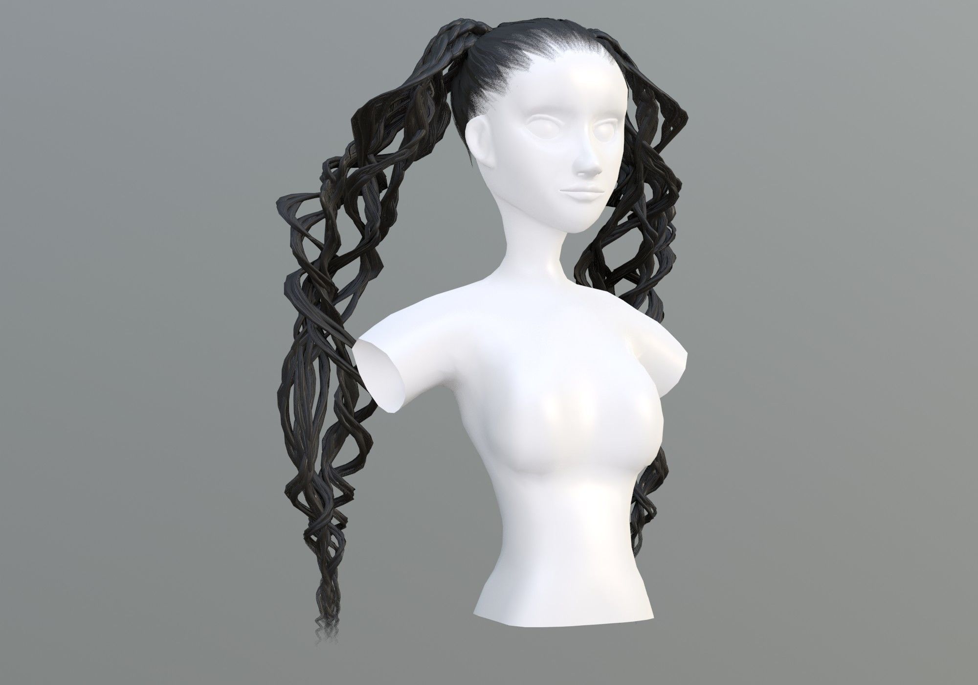 Long Female Hairstyle 3D model_1