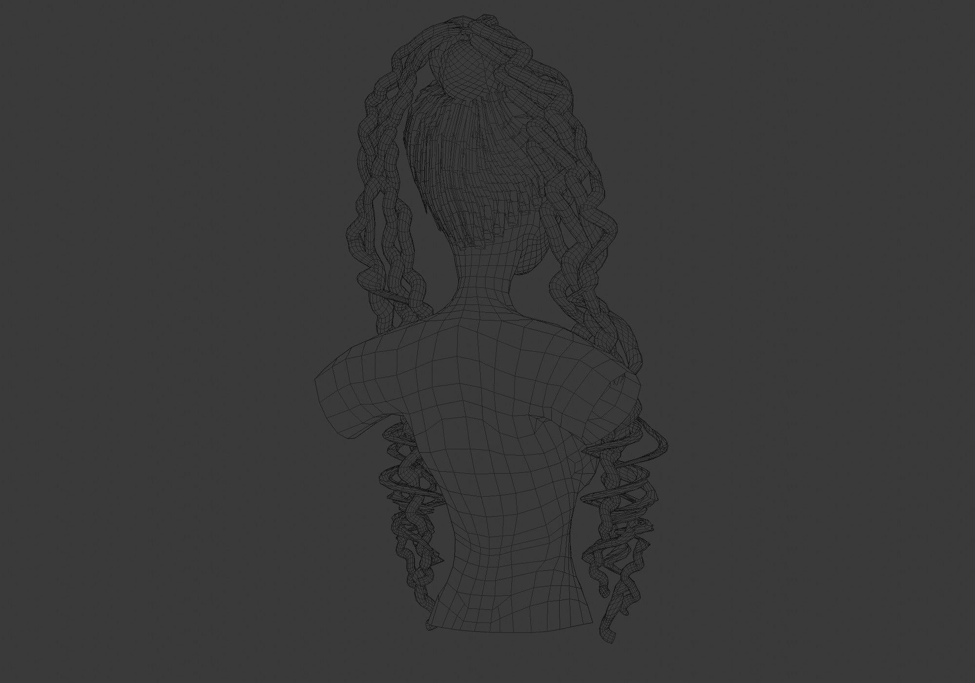 Long Female Hair 3D model_8
