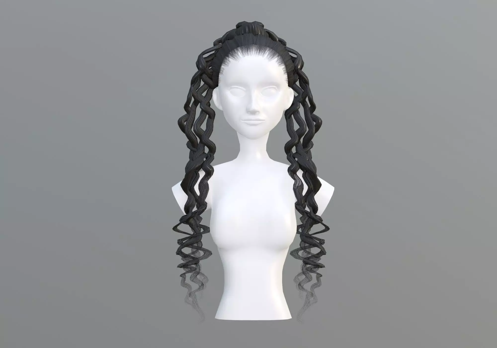 Long Female Hair 3D model_0