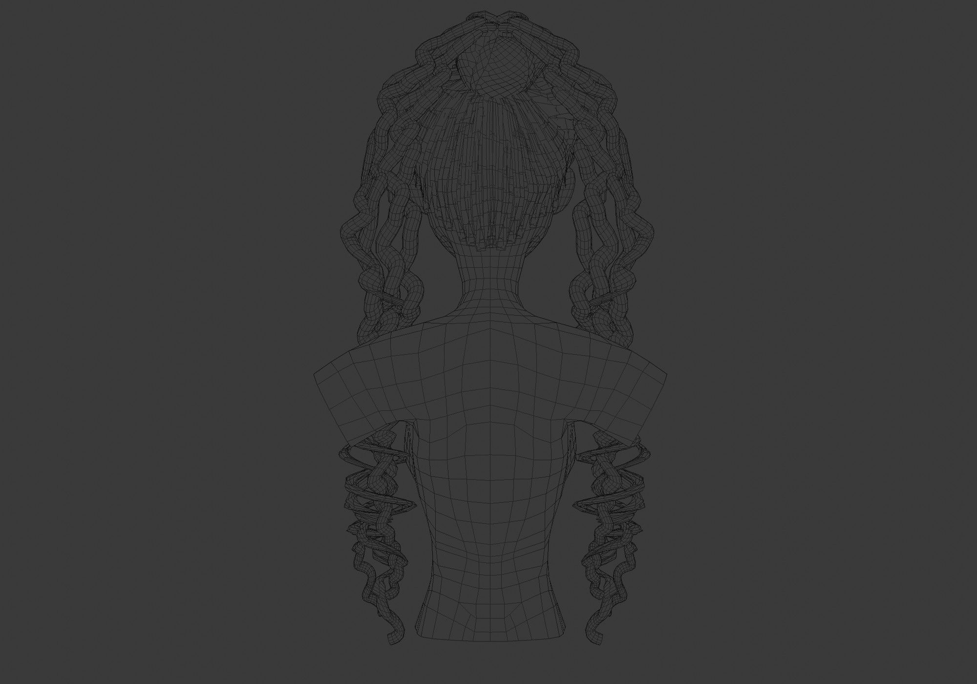 Long Female Hair 3D model_9
